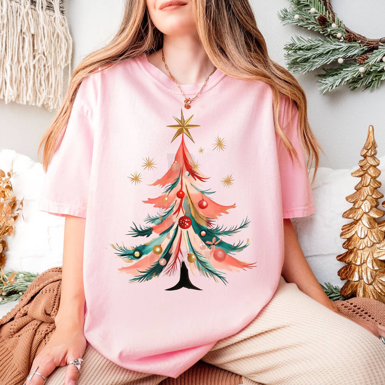 Brushstroke Christmas Tree Tee Hoodie, Sweatshirt | PodTeesHub.com