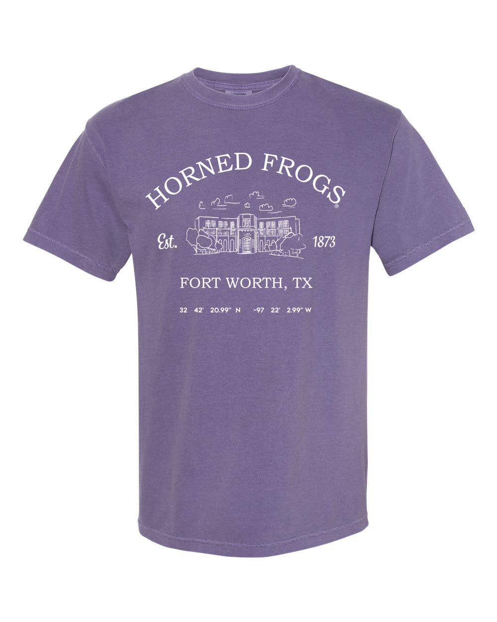 Tcu Horned Frogs Stadium Violet Comfort Colors Tee Hoodie, Sweatshirt | PodTeesHub.com