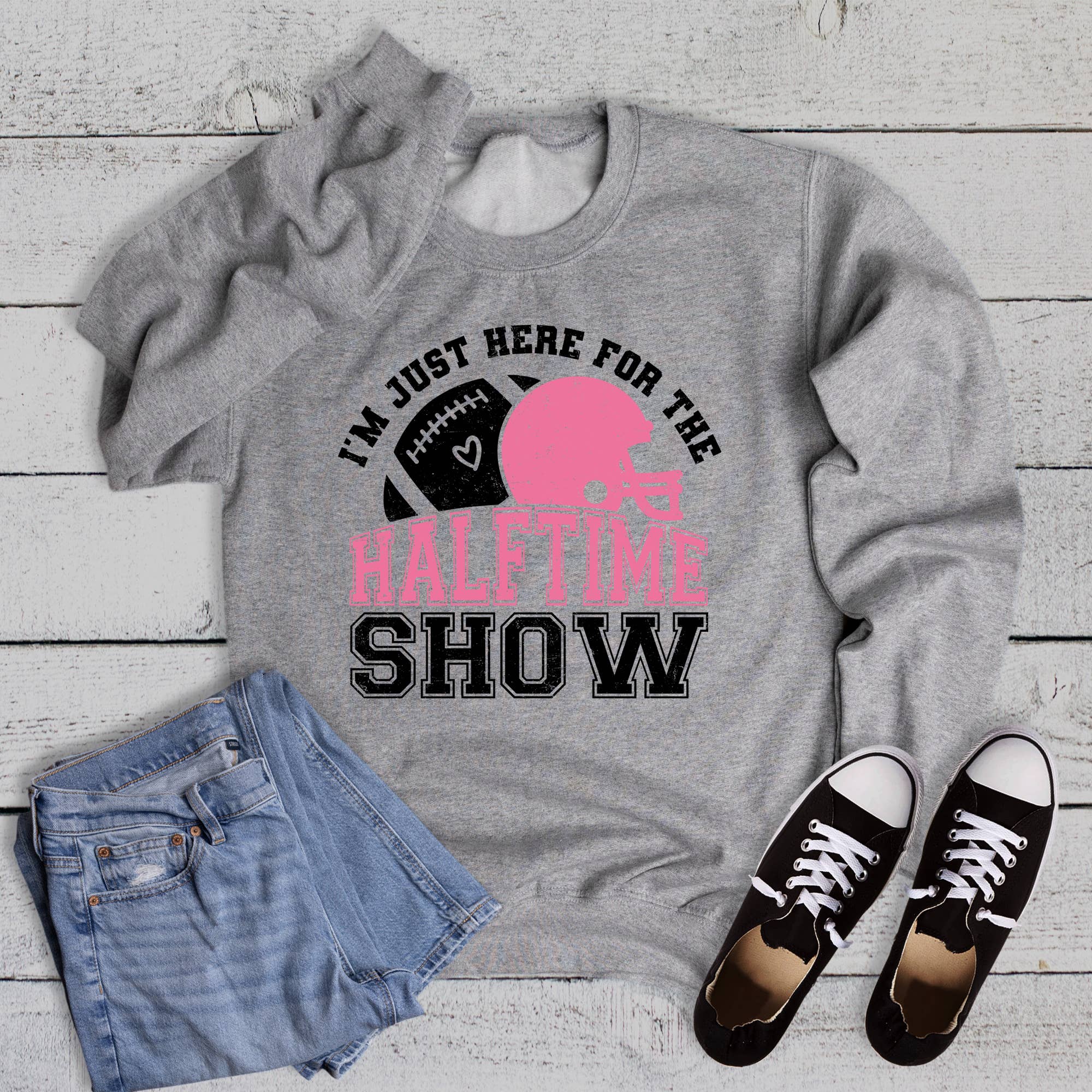Football Just Here For Halftime Show Graphic Sweatshirt T-Shirts, Hoodie | PodTeesHub.com