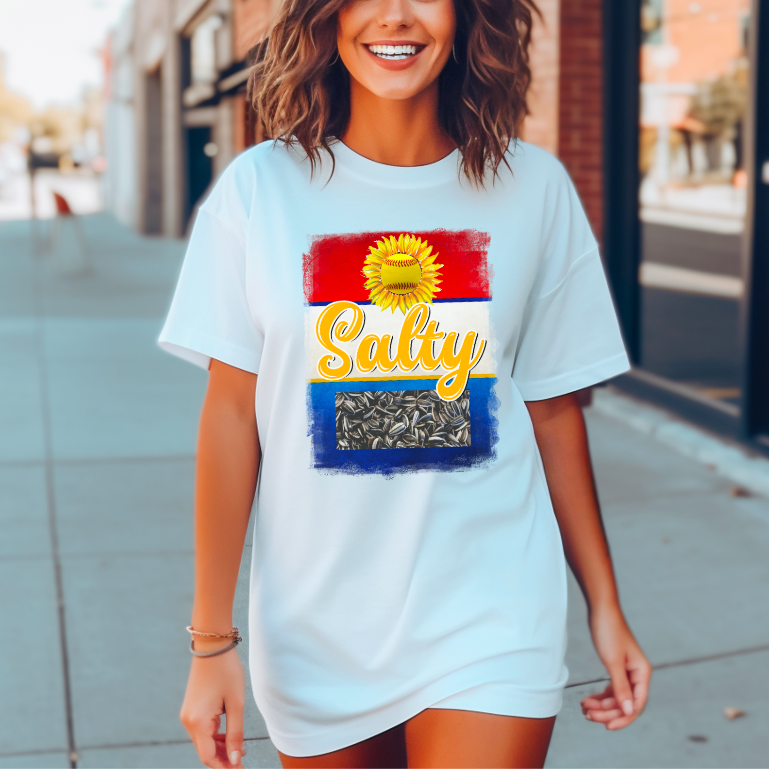 Salty Softball Comfort Color Graphic Tee Hoodie, Sweatshirt | PodTeesHub.com