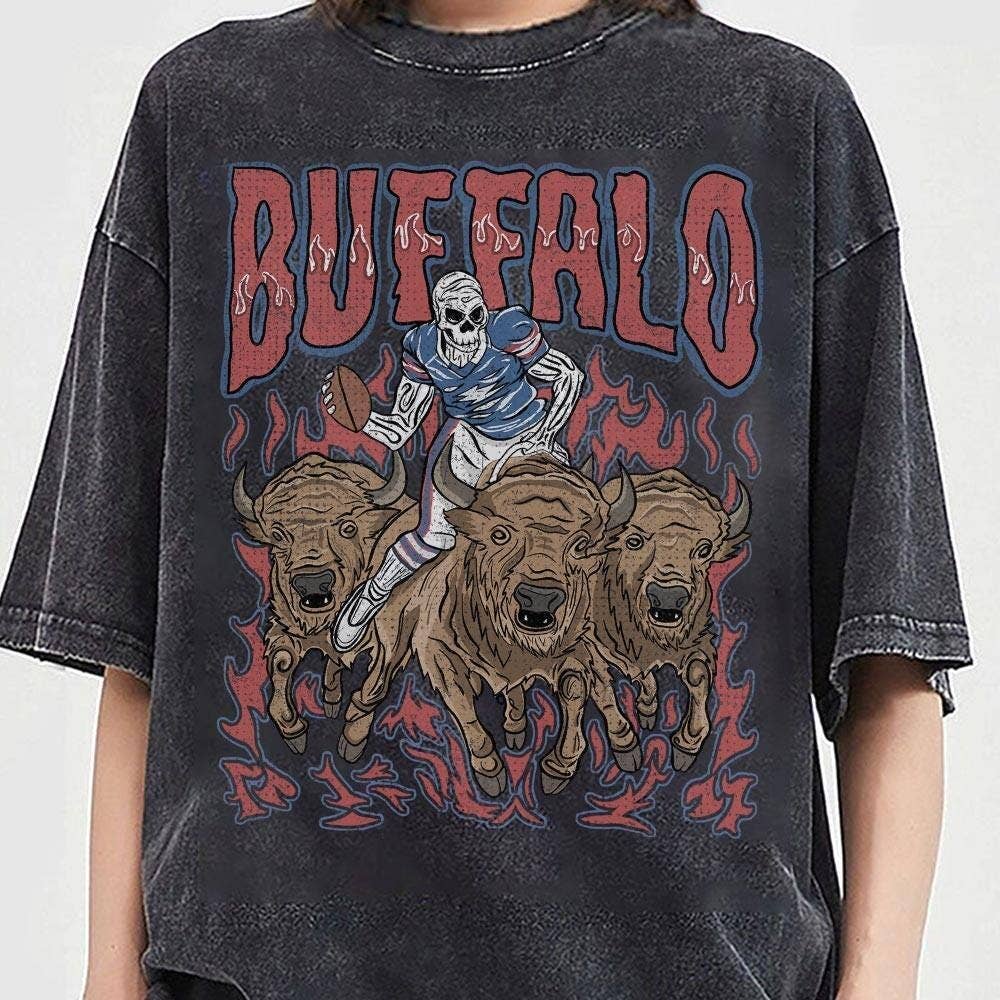 Vintage Buffalo Football Skull Shirt Hoodie, Sweatshirt | PodTeesHub.com