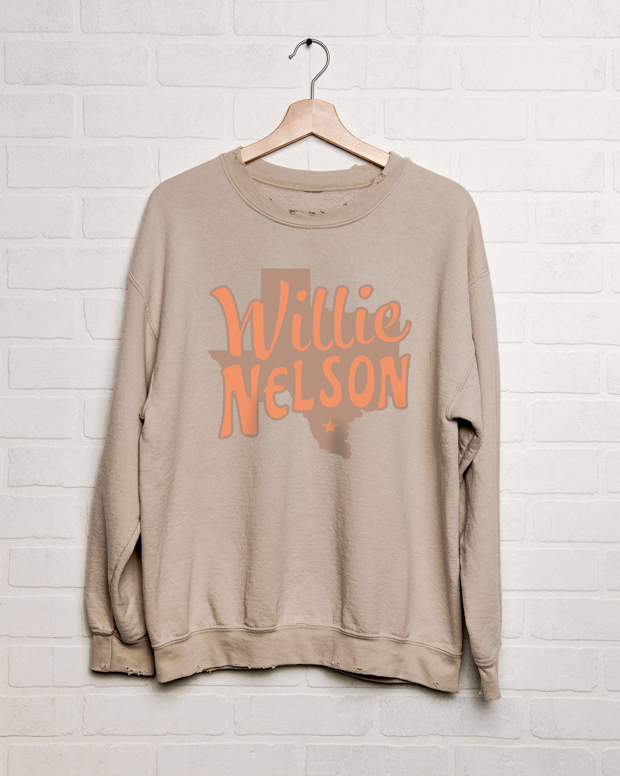 Willie Nelson Orange Texas Sand Thrifted Graphic Sweatshirt T-Shirts, Hoodie | PodTeesHub.com