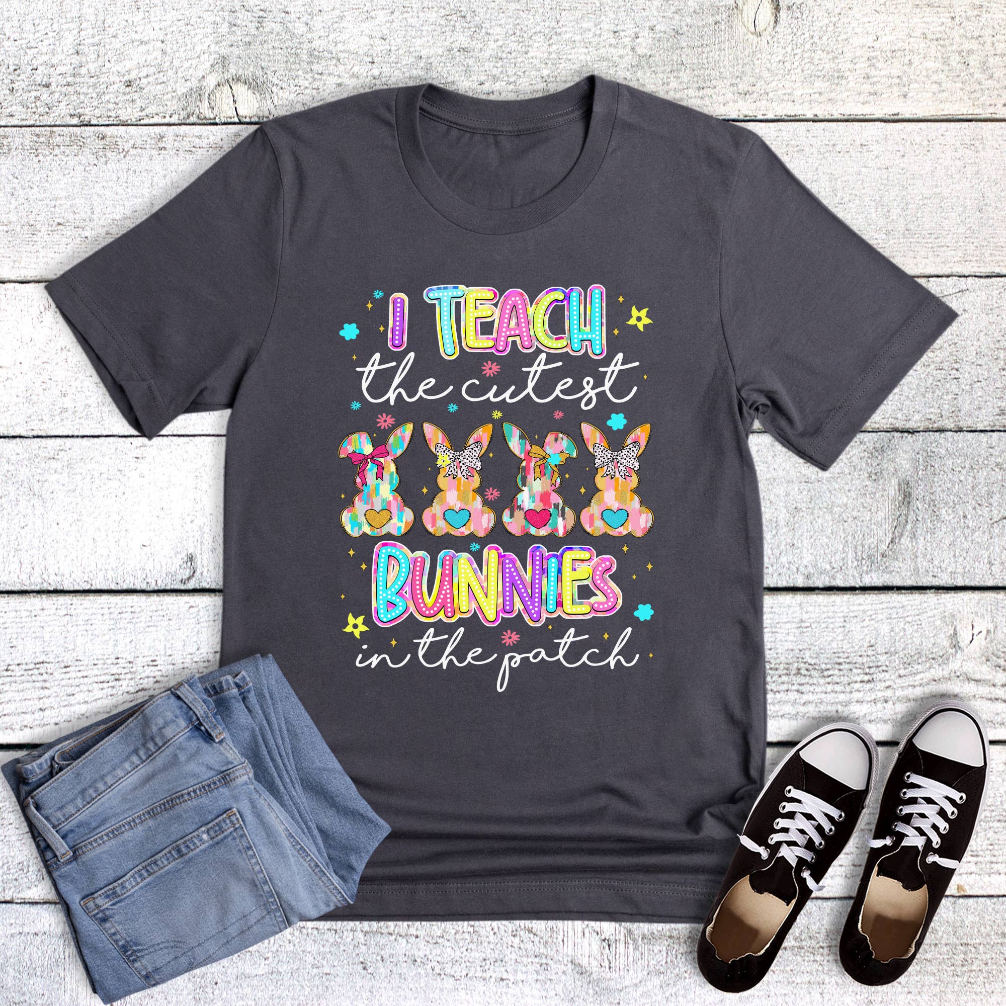 Easter Teach Cutest Bunnies Heart Tail Graphic Tee Hoodie, Sweatshirt | PodTeesHub.com
