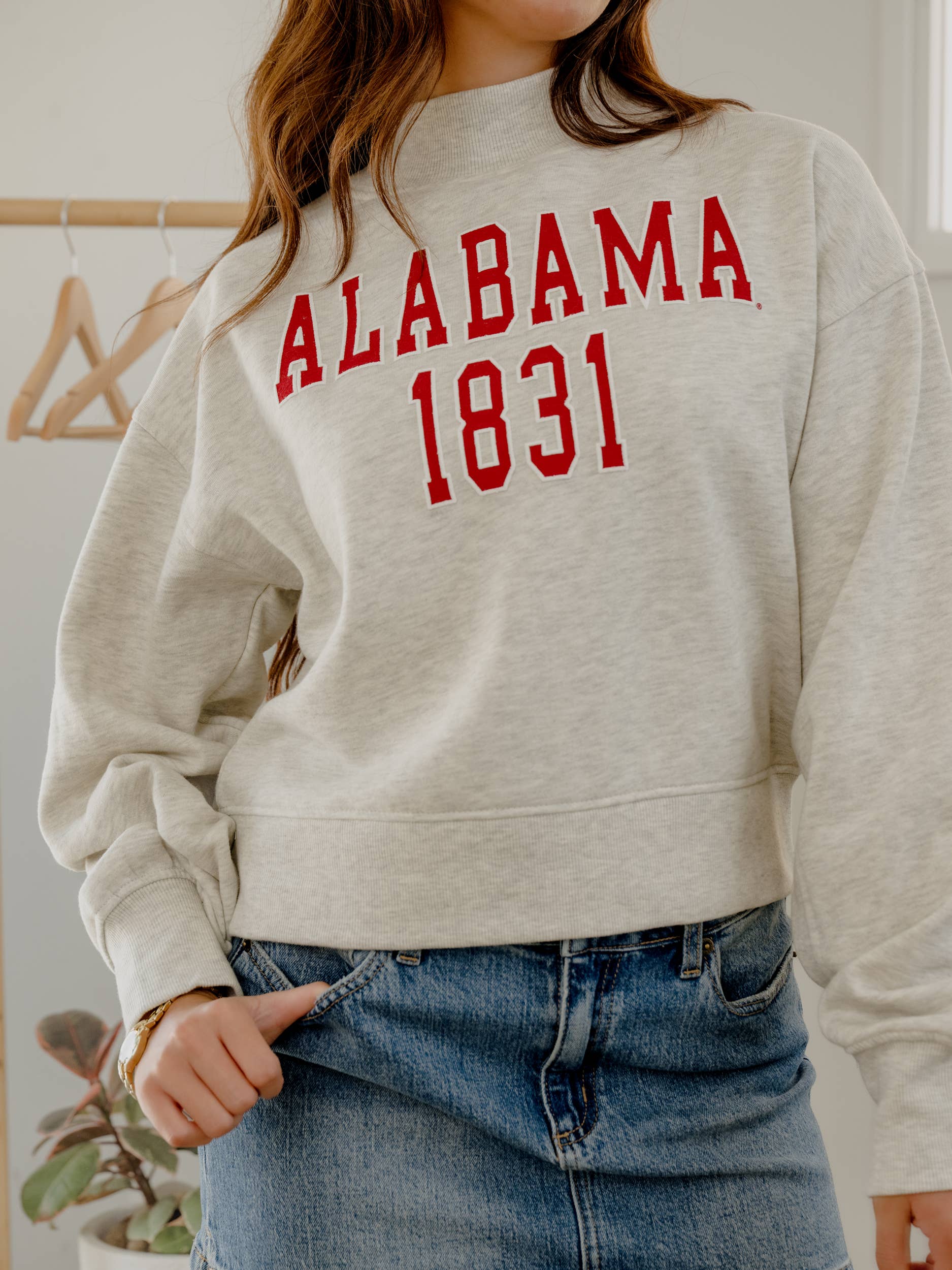 Alabama College Block Puff Ink Gray Mock Neck Sweatshirt T-Shirts, Hoodie | PodTeesHub.com