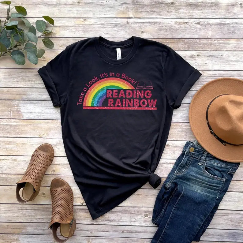 Take A Look, It's in A Book Reading Rainbow T-Shirt Hoodie, Sweatshirt | PodTeesHub.com
