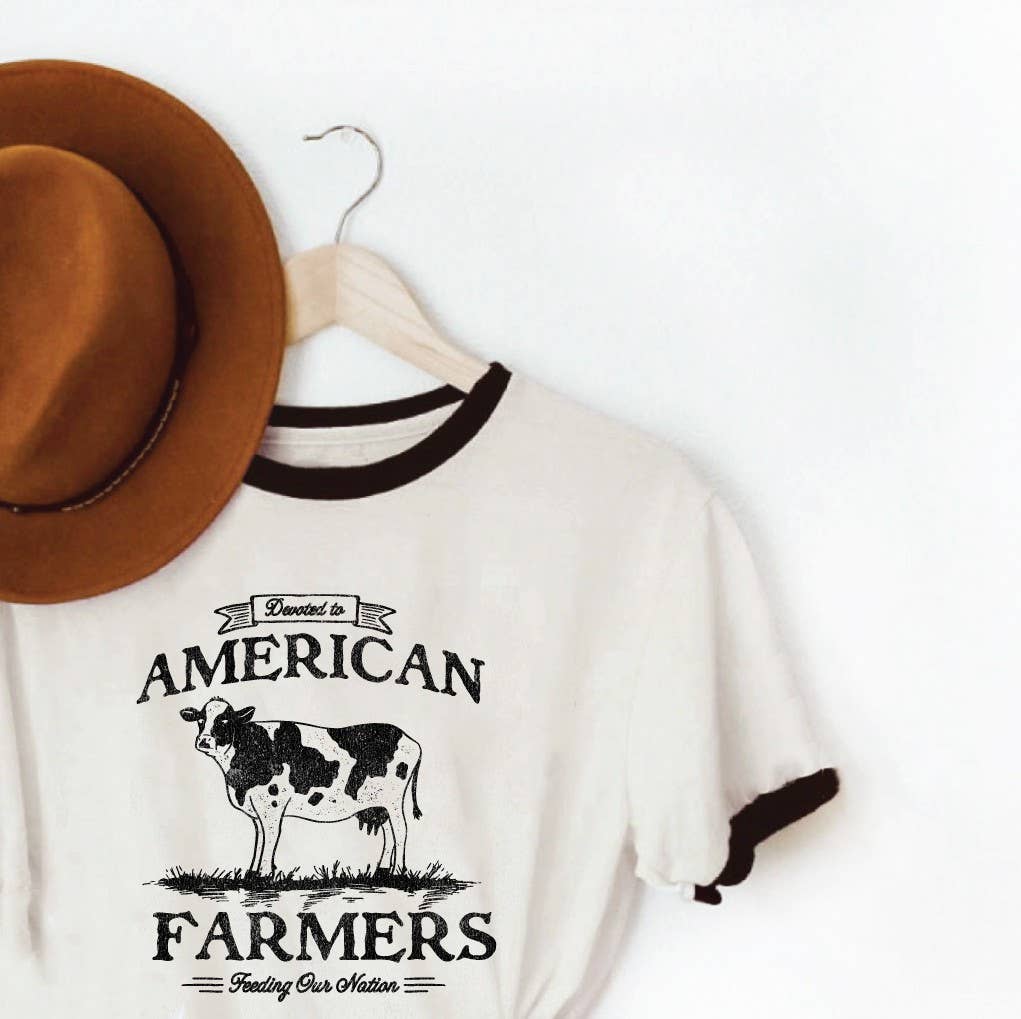 Devoted To American Farmers Ringer Graphic T-Shirt Hoodie, Sweatshirt | PodTeesHub.com