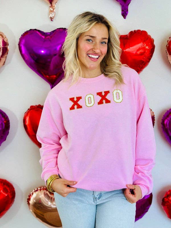 Xoxo Chenille Patch Valentine's Day Sweatshirt T-Shirts, Hoodie | PodTeesHub.com