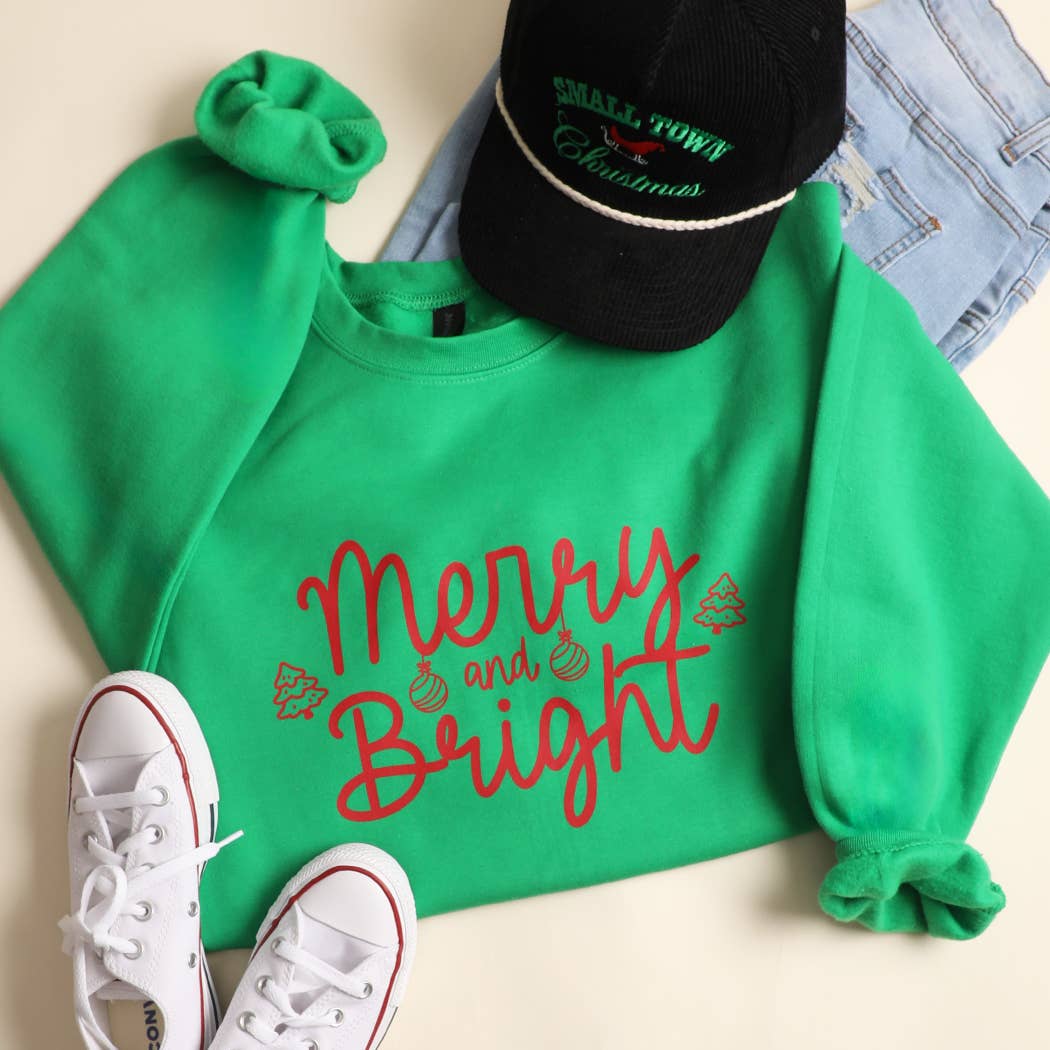 Merry and Bright Heavyweight Fleece Sweatshirt T-Shirts, Hoodie | PodTeesHub.com