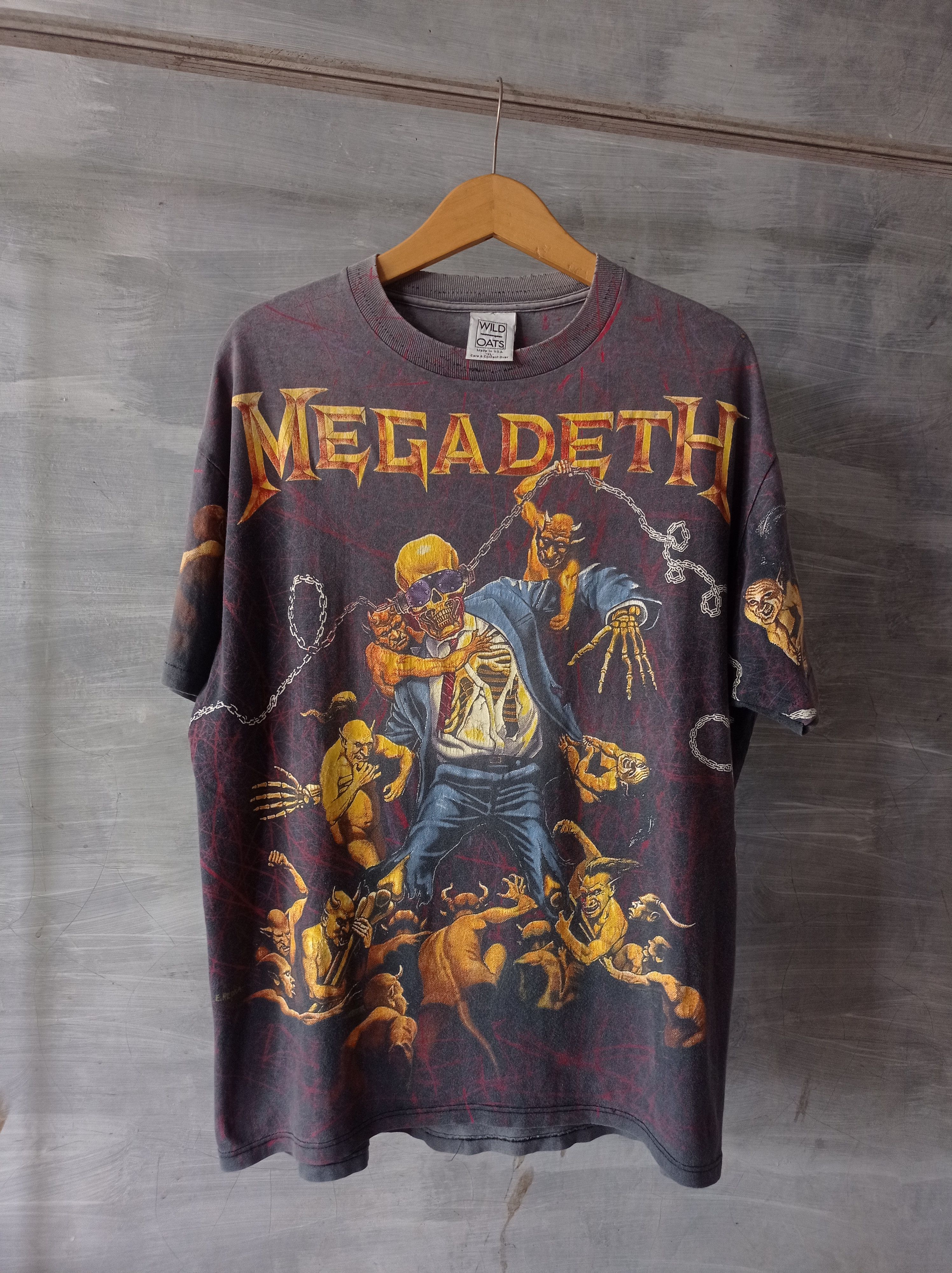 Vintage Band T Shirt Megadeth Aop Rare Pattern Hoodie, Sweatshirt | PodTeesHub.com