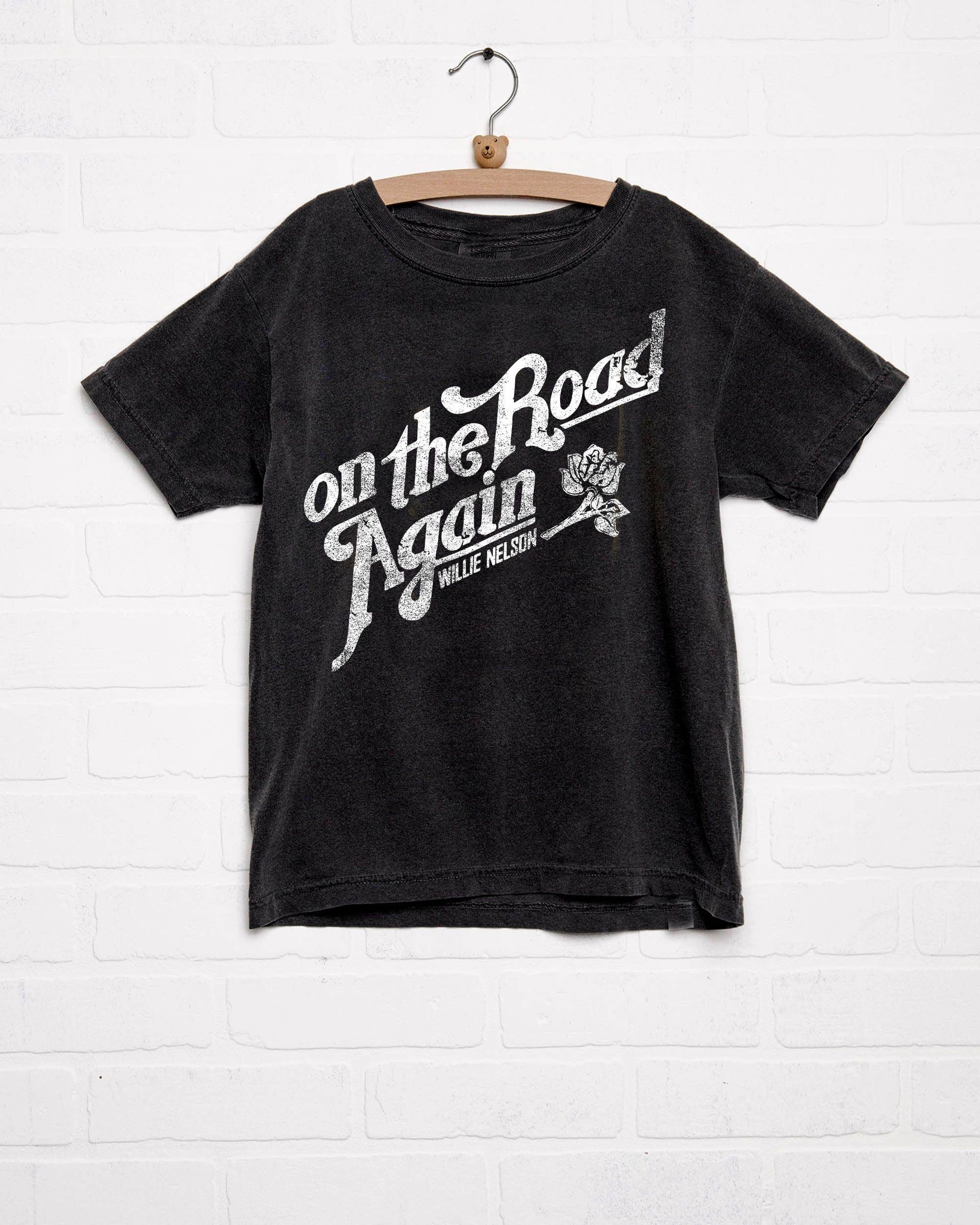 Children's Willie Nelson On the Road Again Black Tee Hoodie, Sweatshirt | PodTeesHub.com