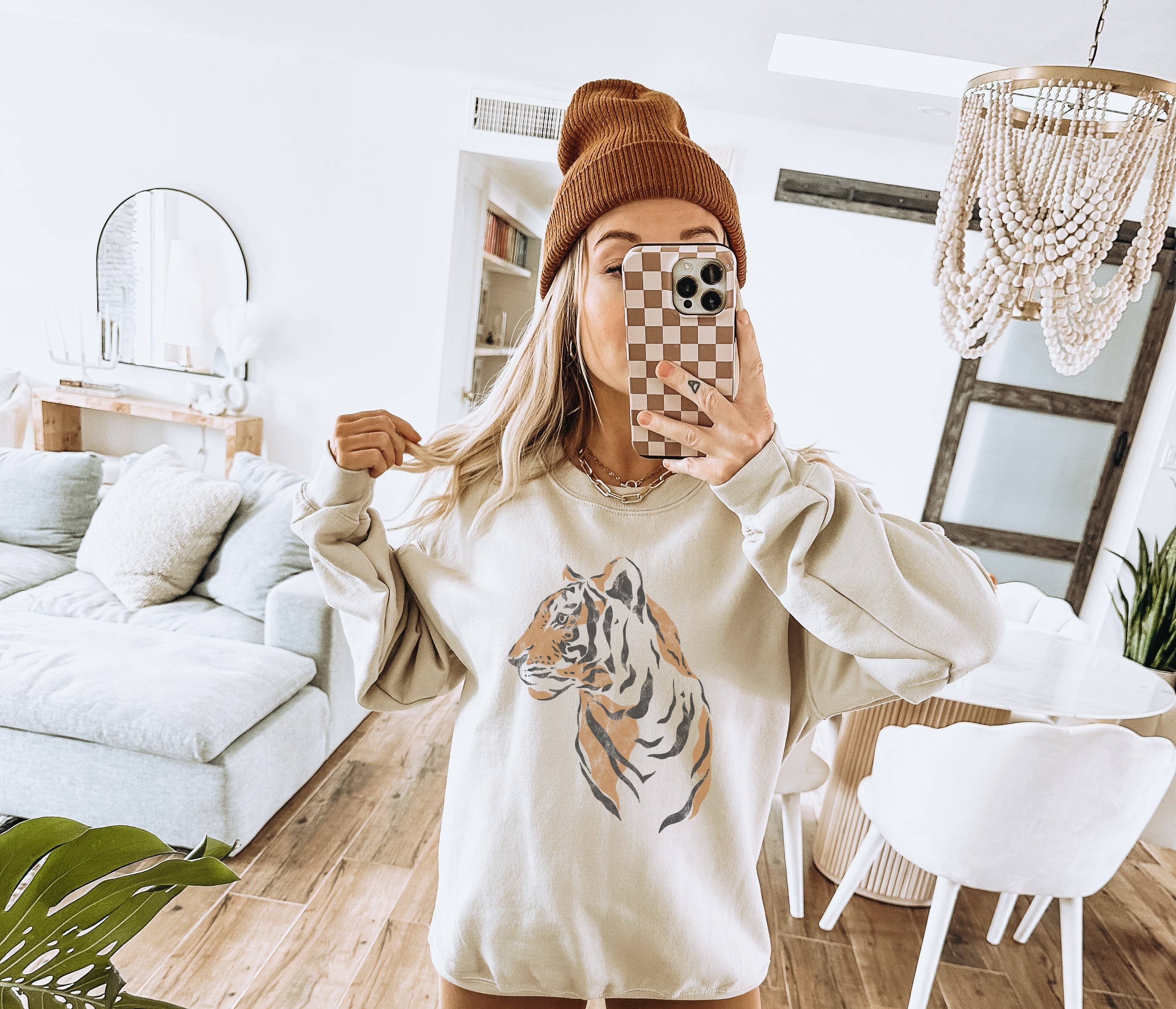 Tiger Crew Neck Sweatshirt T-Shirts, Hoodie | PodTeesHub.com