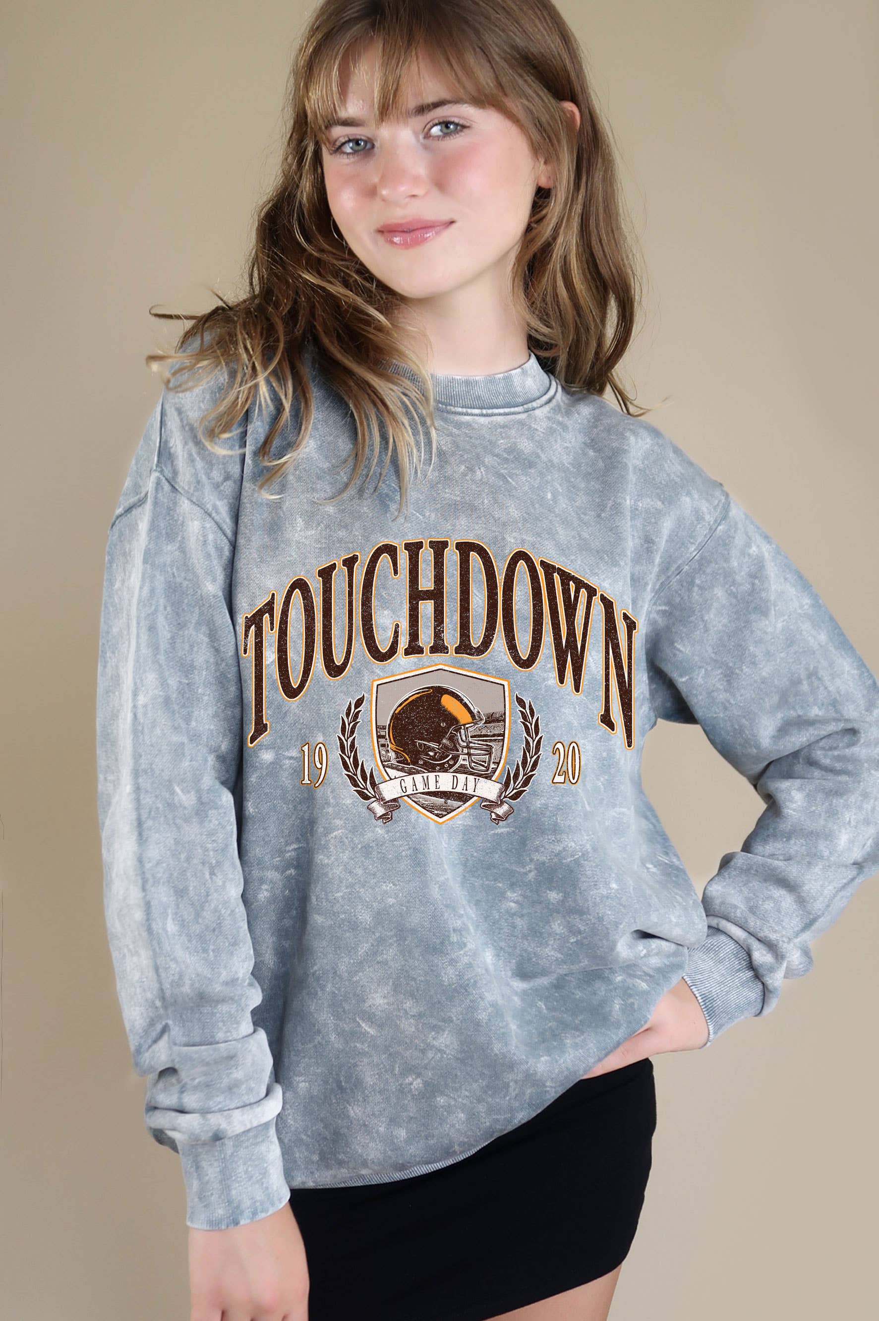 Touchdown Game Day Football Mineral Graphic Brush Sweatshirt T-Shirts, Hoodie | PodTeesHub.com