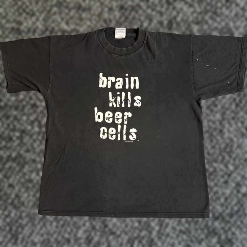 Gildan Vintage 2000 Brain Kills Beer T Shirt Xl Black Gildan 100 Cotton Short Sleeve Crew Neck Graph Hoodie, Sweatshirt
