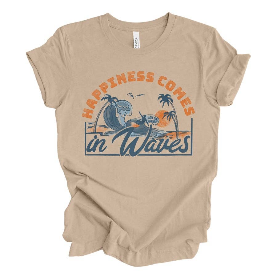 Happiness Comes in Waves Tee Hoodie, Sweatshirt | PodTeesHub.com