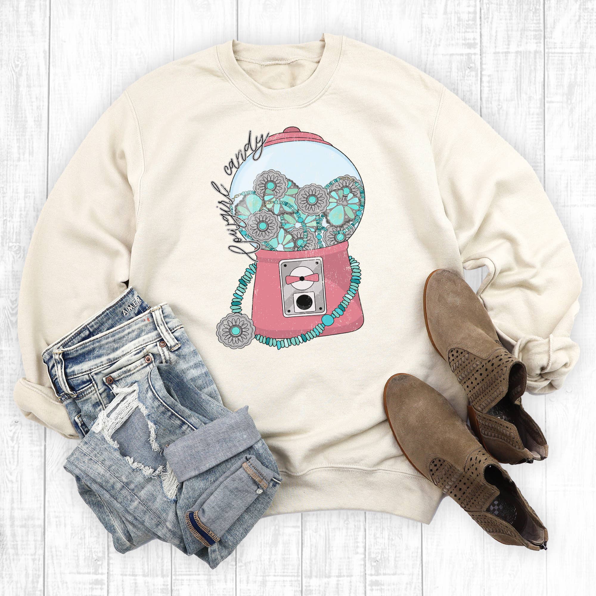 Western Turquoise Cowgirl Candy Sweatshirt T-Shirts, Hoodie | PodTeesHub.com