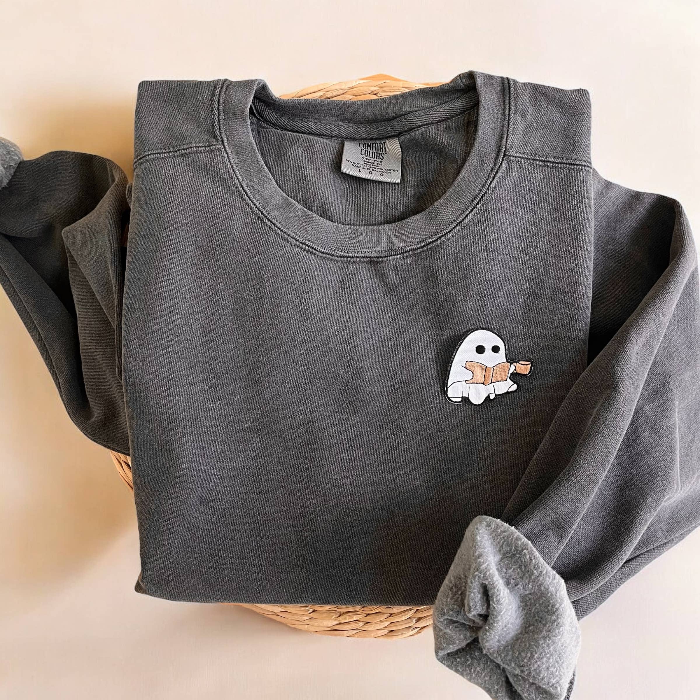 Comfort Colors® Ghost Halloween Sweatshirt, Books and Coffee T-Shirts, Hoodie | PodTeesHub.com