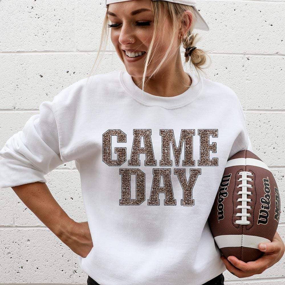 Gameday Leopard Print - White Fleece Lined Sweatshirt T-Shirts, Hoodie | PodTeesHub.com