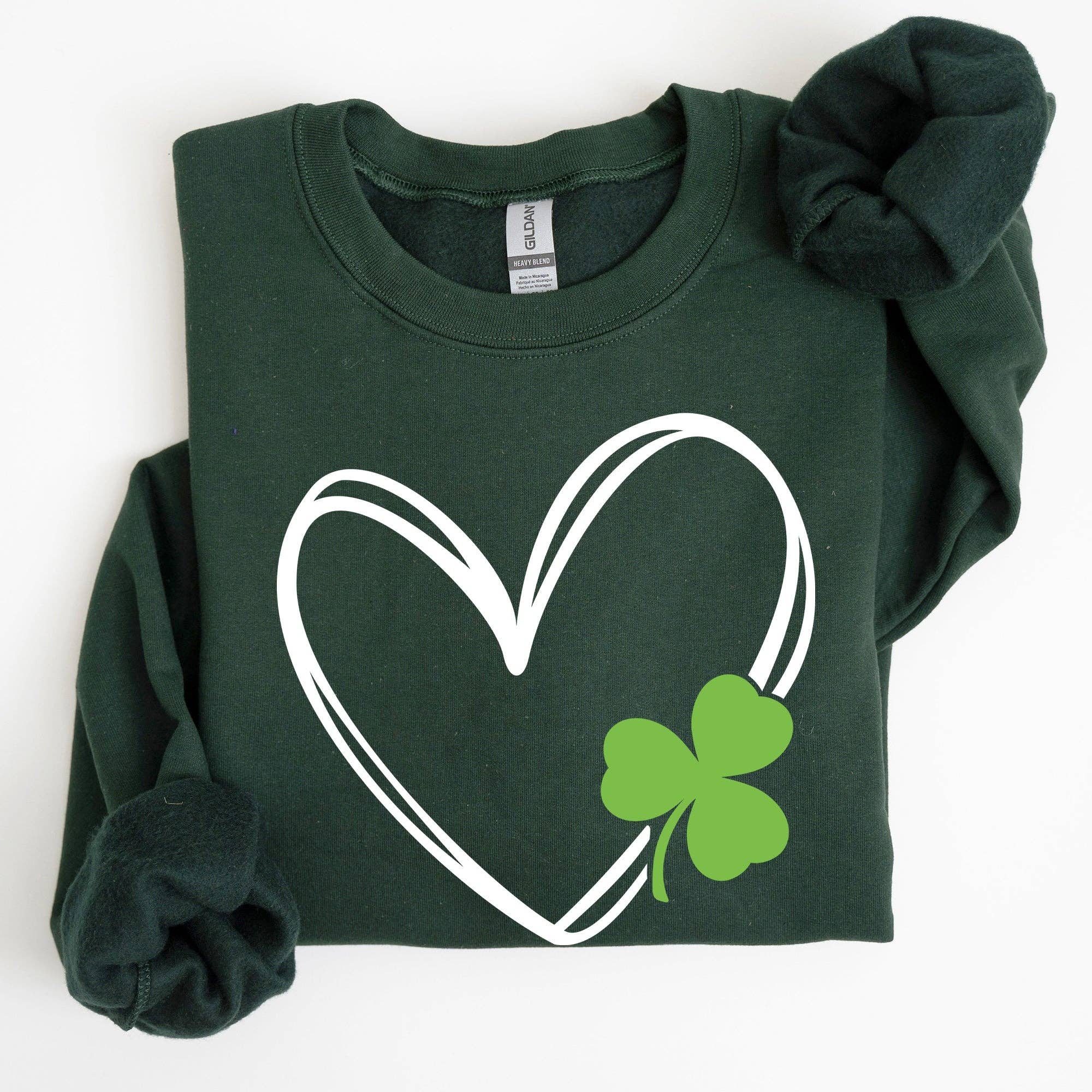 Double Heart and Shamrock St Patrick's Day Sweatshirt T-Shirts, Hoodie | PodTeesHub.com