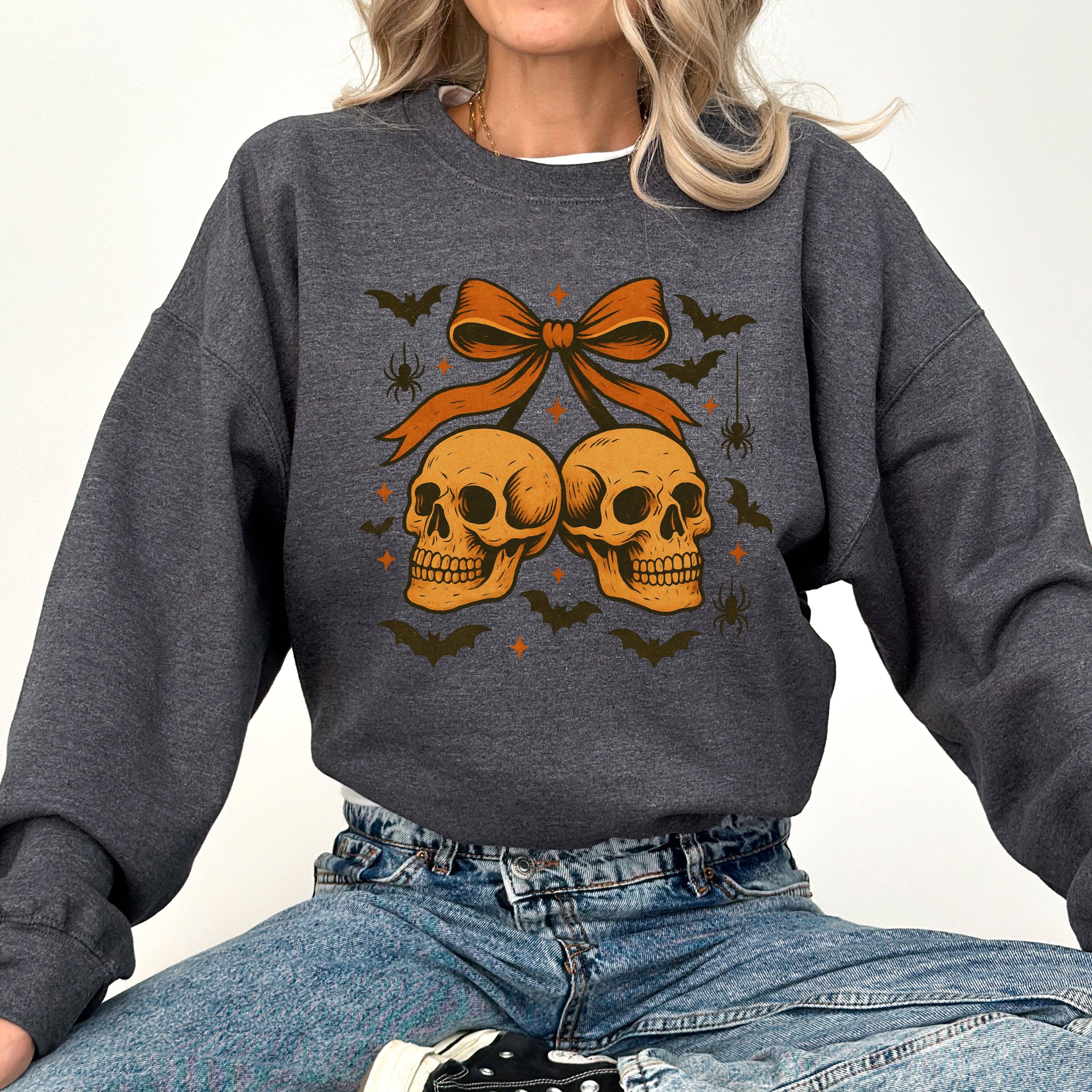 Skull Bow, Coquette Western, Halloween, Graphic Sweatshirt T-Shirts, Hoodie | PodTeesHub.com