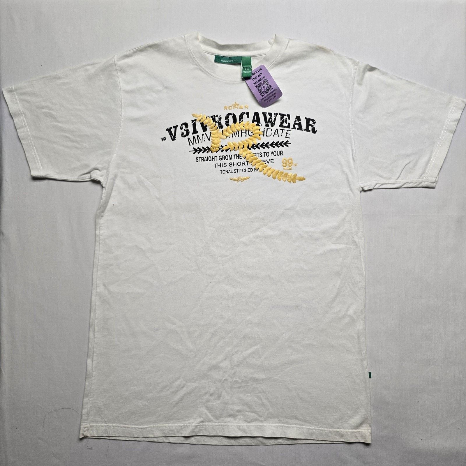 Rocawear Shirt Mens 2xl White Gold Streetwear Hip Hop Tee Hoodie, Sweatshirt | PodTeesHub.com