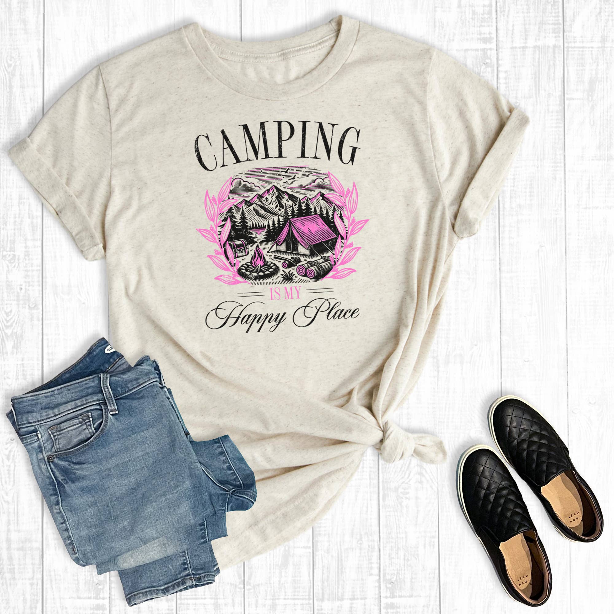 Western Camping Is My Happy Place Graphic Tee Hoodie, Sweatshirt | PodTeesHub.com