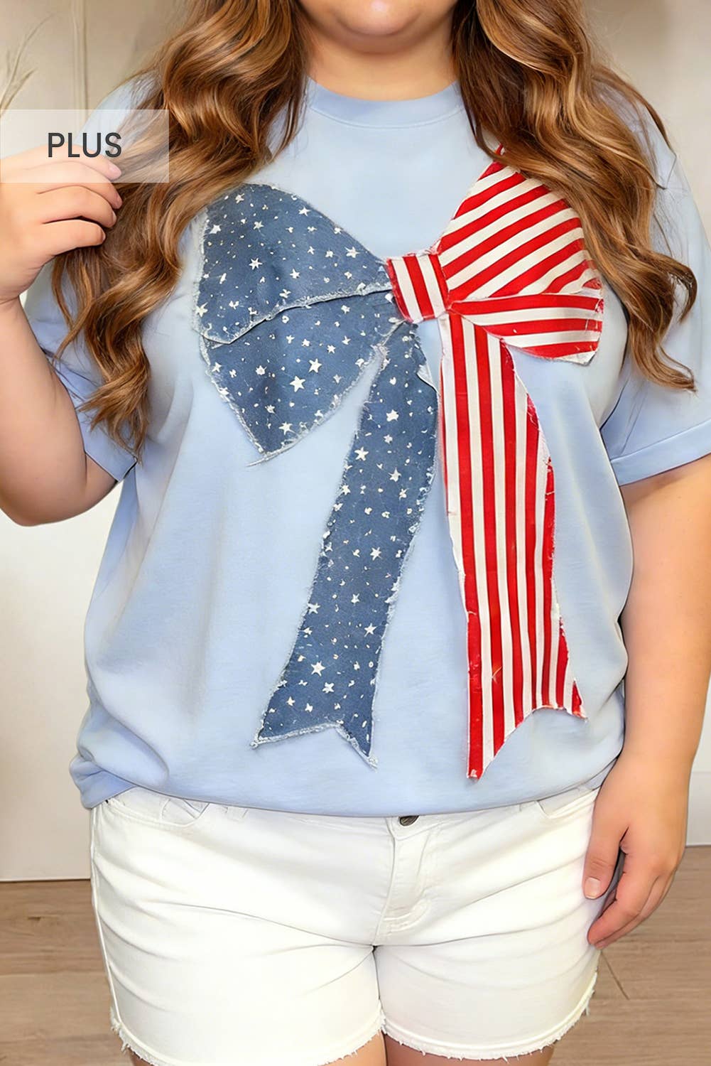 Flag Day Stars Stripes Bow Applique Plus Size T Shirt Hoodie, Sweatshirt | PodTeesHub.com