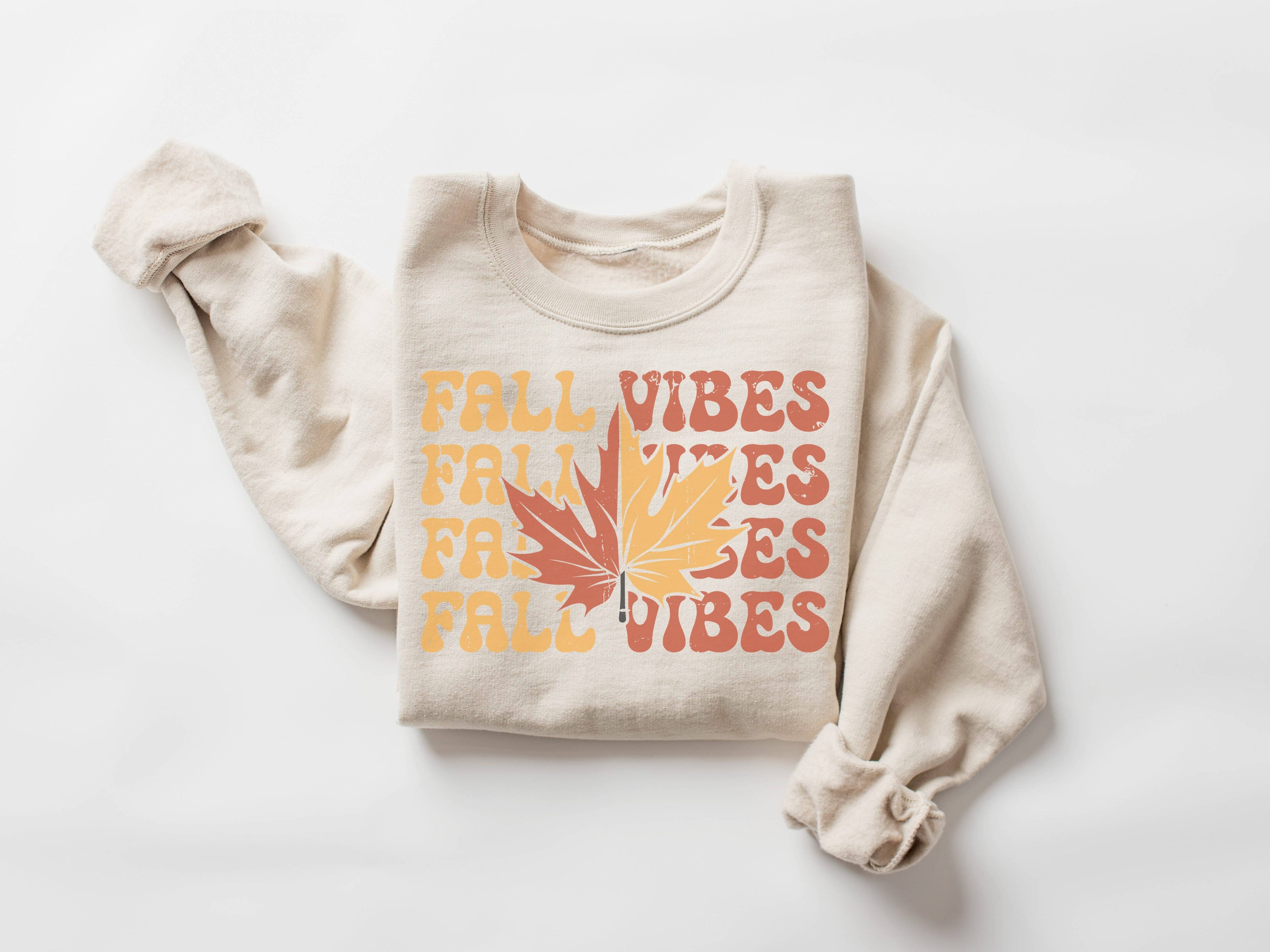 Fall Vibes Leaf Fall Crew Neck Sweatshirt T-Shirts, Hoodie | PodTeesHub.com