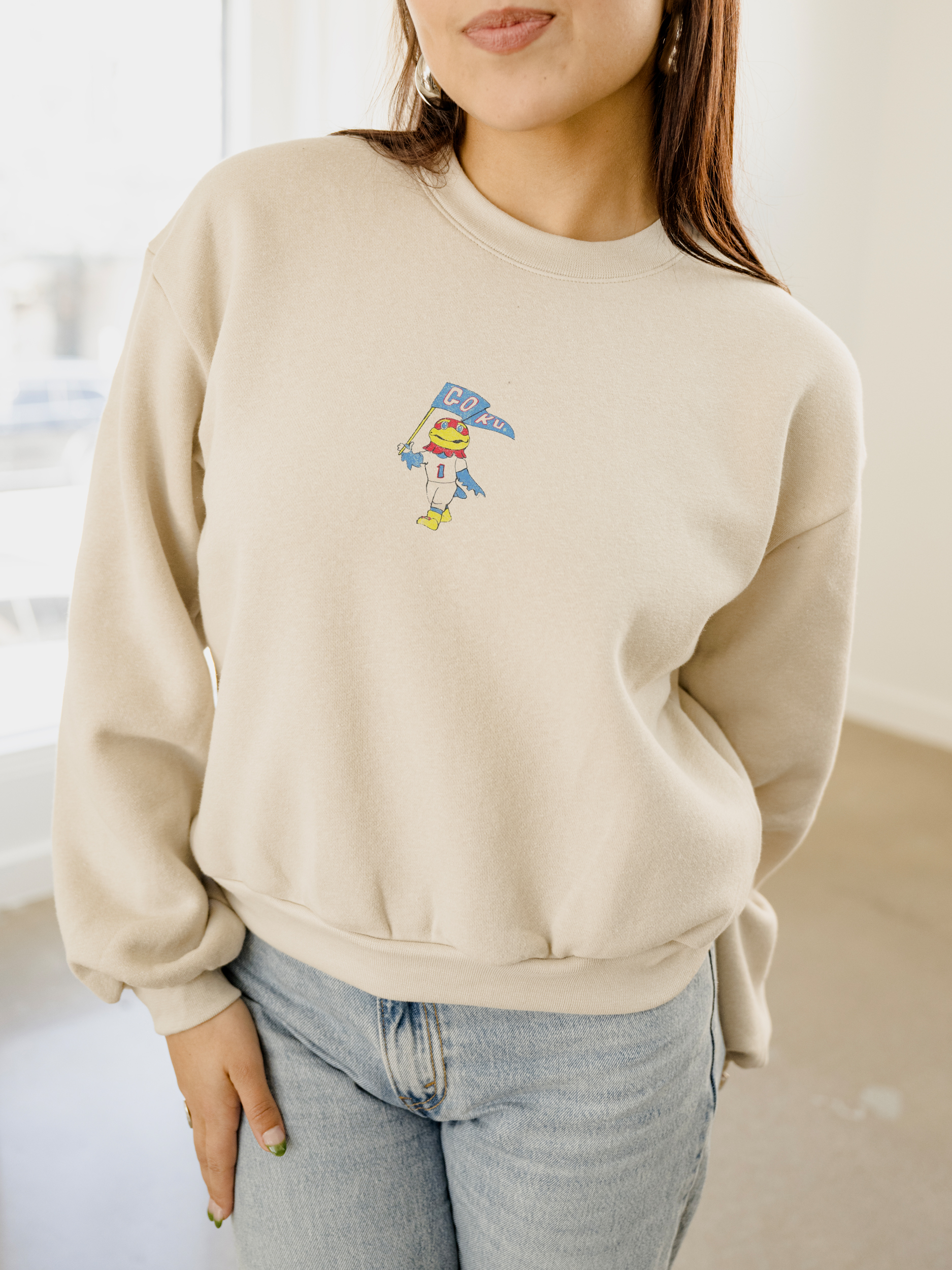 Ku Kansas Jayhawks Mascot Flag Natural Sweatshirt T-Shirts, Hoodie | PodTeesHub.com