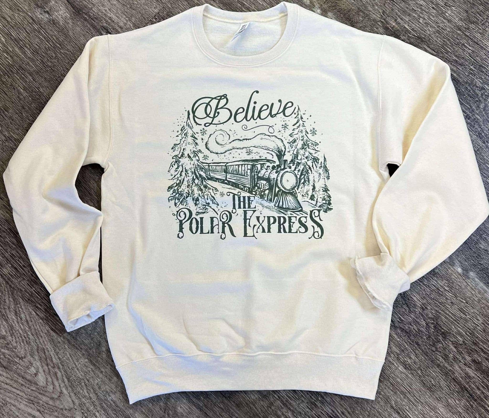 Believe the Polar Express with Train On Cream Sweatshirt T-Shirts, Hoodie | PodTeesHub.com