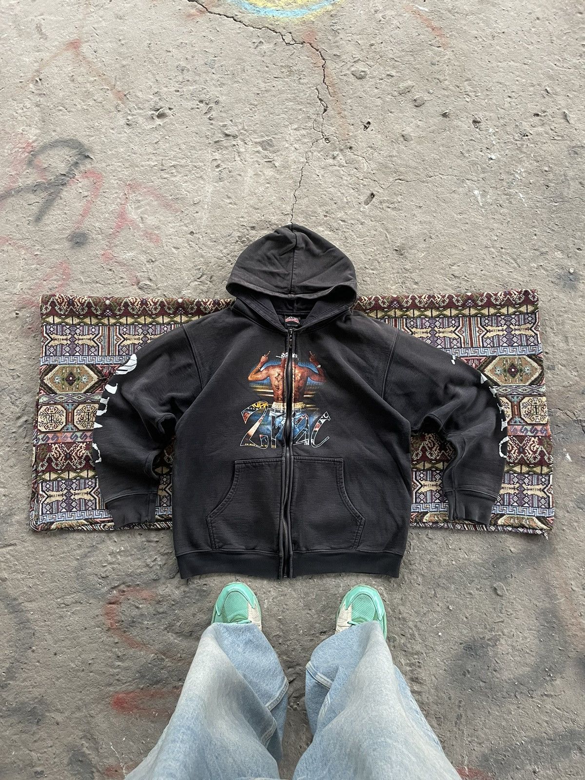 Band Tees Rare Vintage Zip Hoodie 2pac Tupac Shakur Fuck12 Sweatshirt | PodTeesHub.com