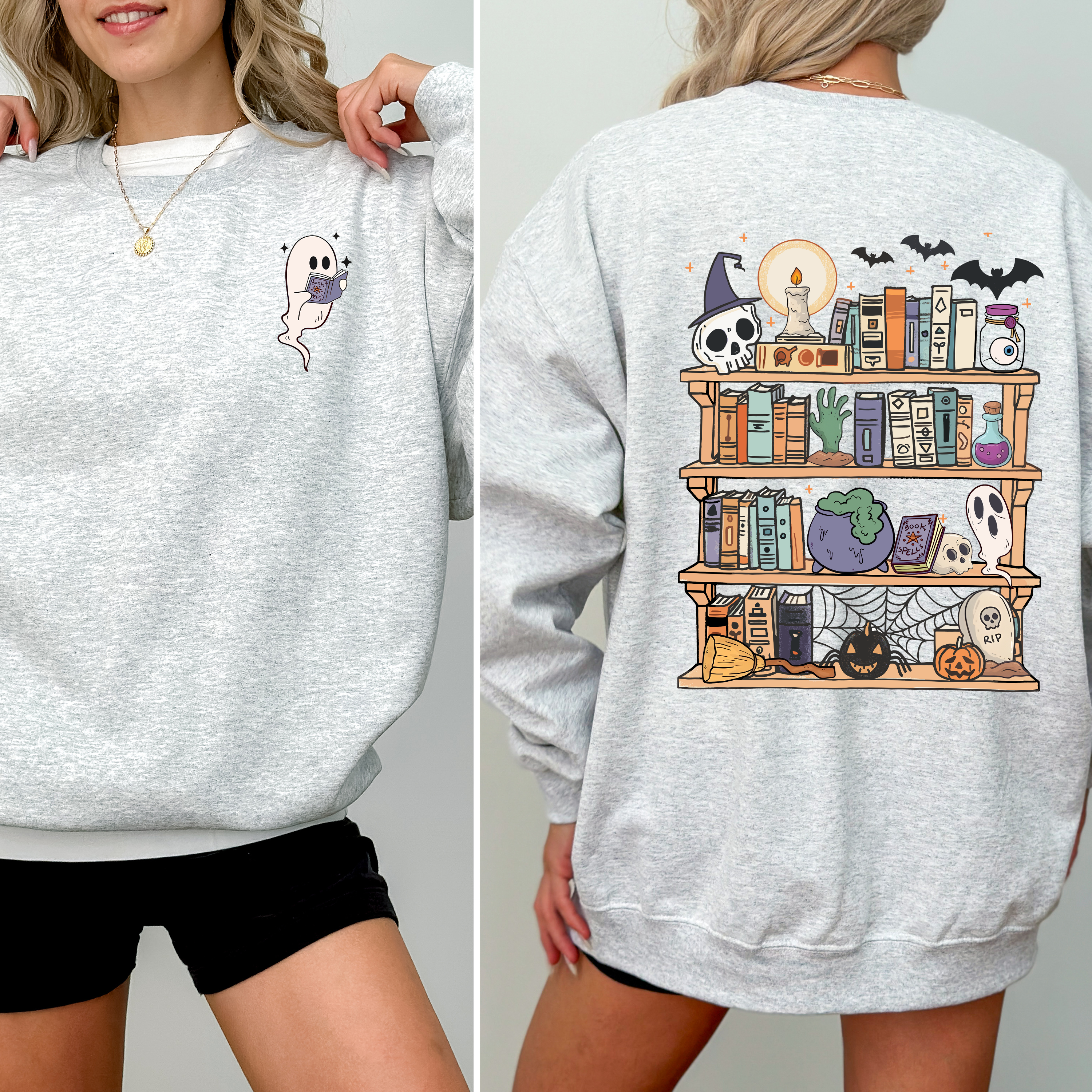 Reading Ghost, Halloween, Library Teacher Sweatshirt T-Shirts, Hoodie | PodTeesHub.com