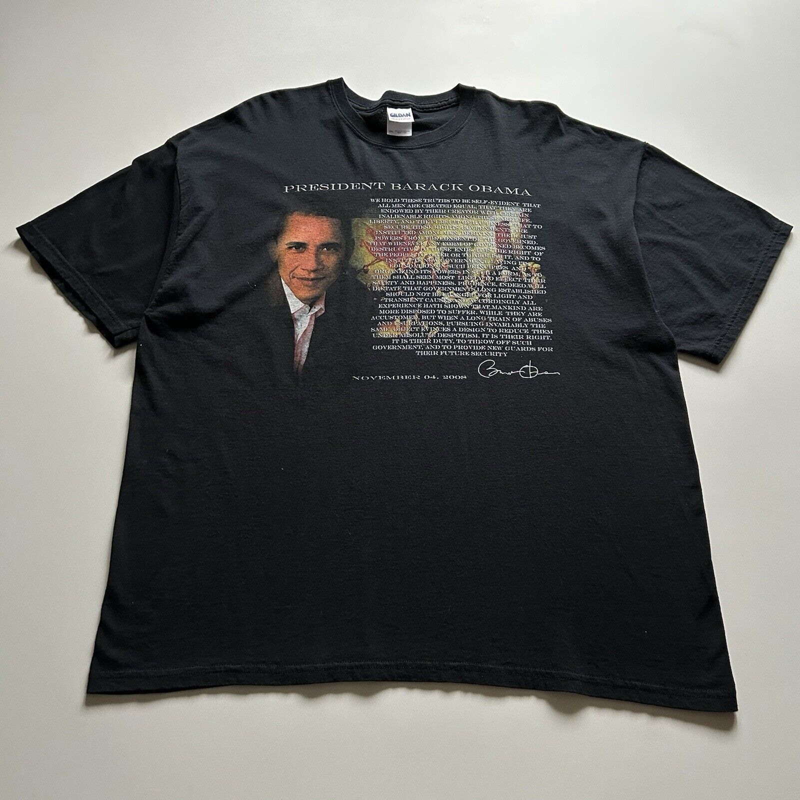 Vintage Y2k Usa President Obama T Shirt 2xl Faded Black Rare Hoodie, Sweatshirt | PodTeesHub.com