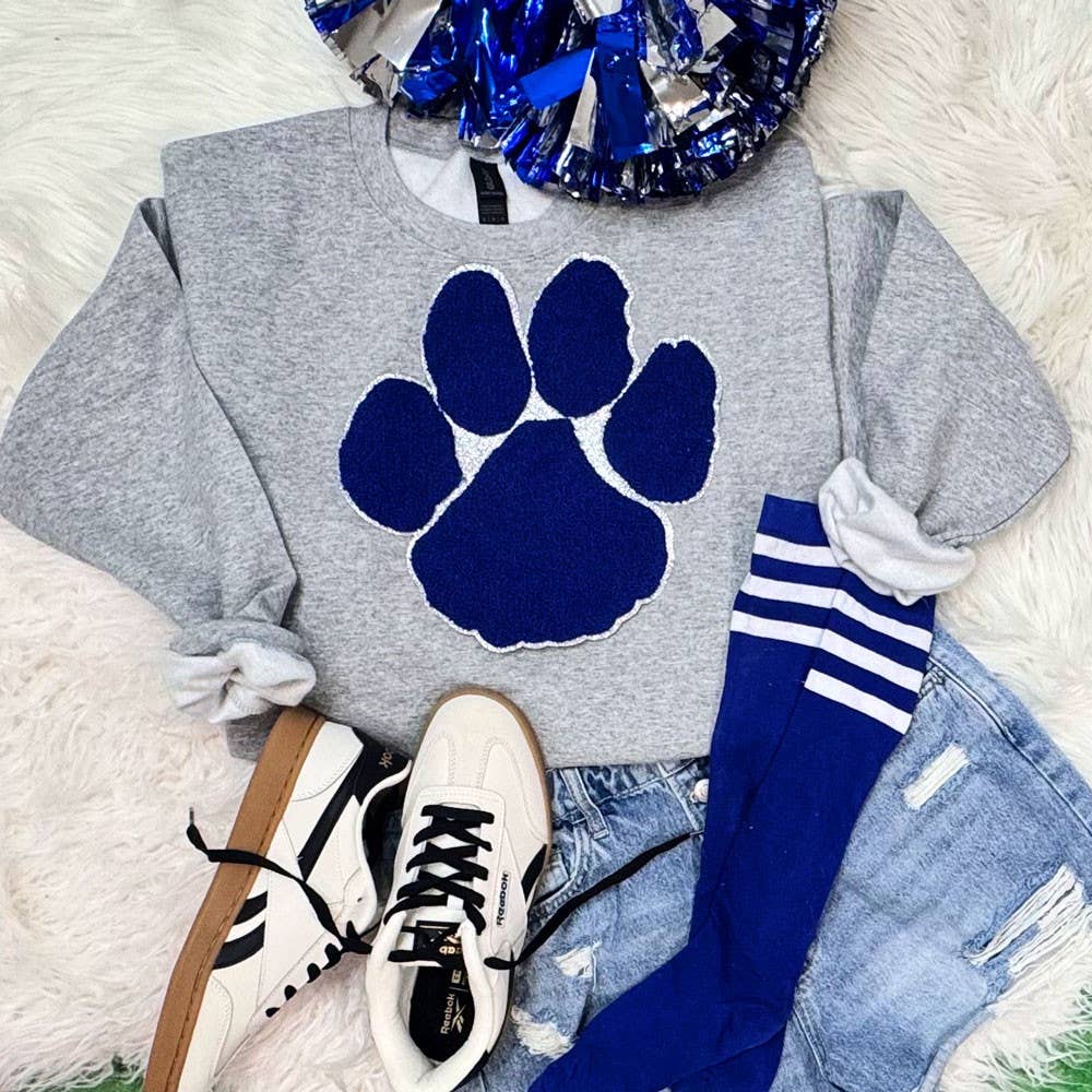 Royal Blue Silver Glitter Paw Sweatshirt T-Shirts, Hoodie | PodTeesHub.com