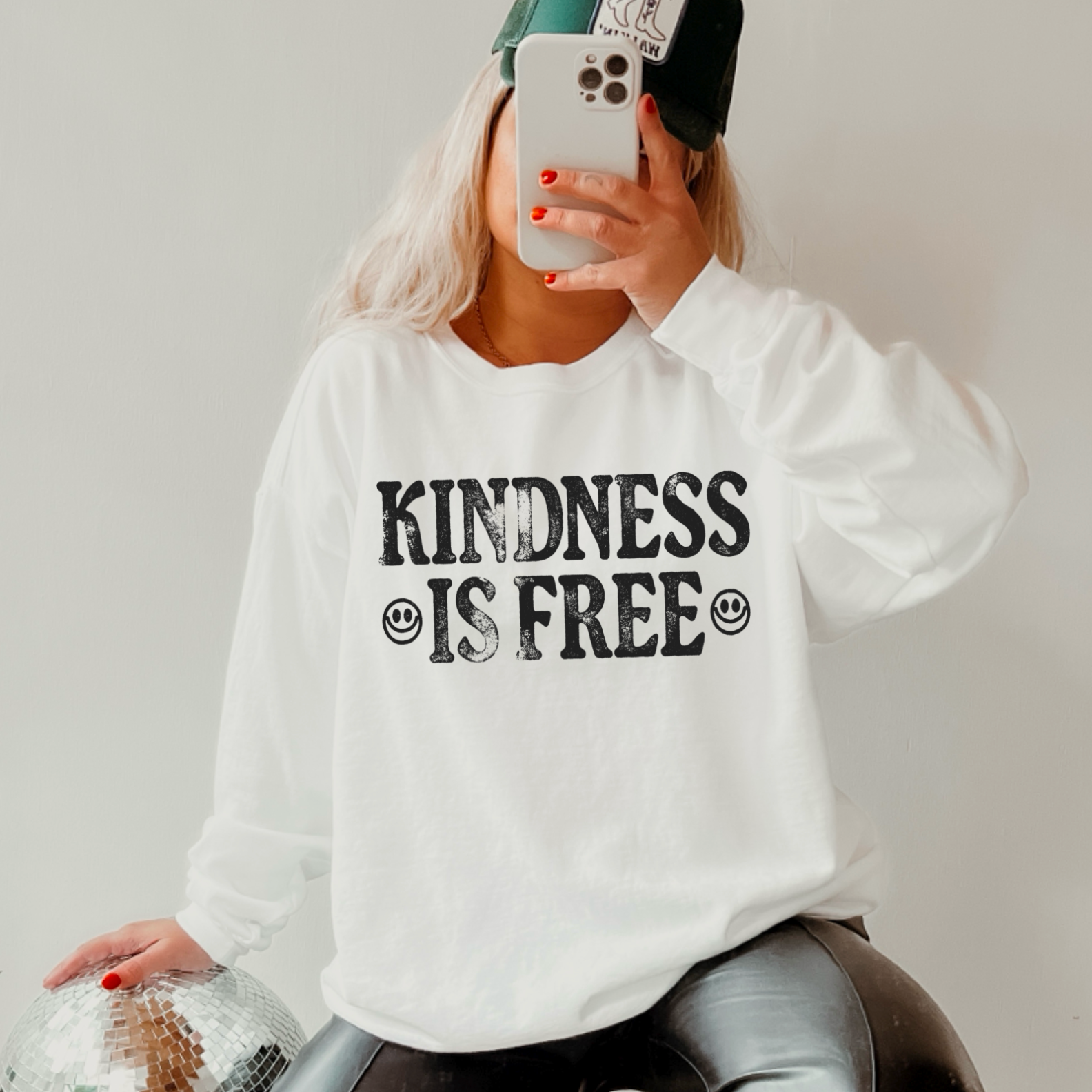 Kindness Is Free Screen Print Graphic Crewneck Sweatshirt T-Shirts, Hoodie | PodTeesHub.com