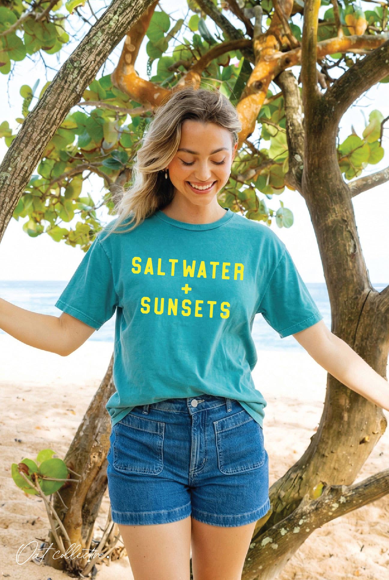 Saltwater and Sunsets Supima Mineral Washed Tee Hoodie, Sweatshirt | PodTeesHub.com