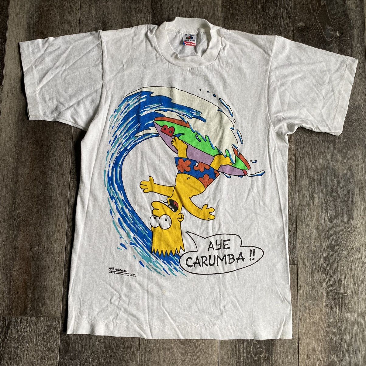 The Simpsons Rare Vintage 1989 Bart Simpson Aye Carumba Graphic Logo Tee Hoodie, Sweatshirt | PodTeesHub.com