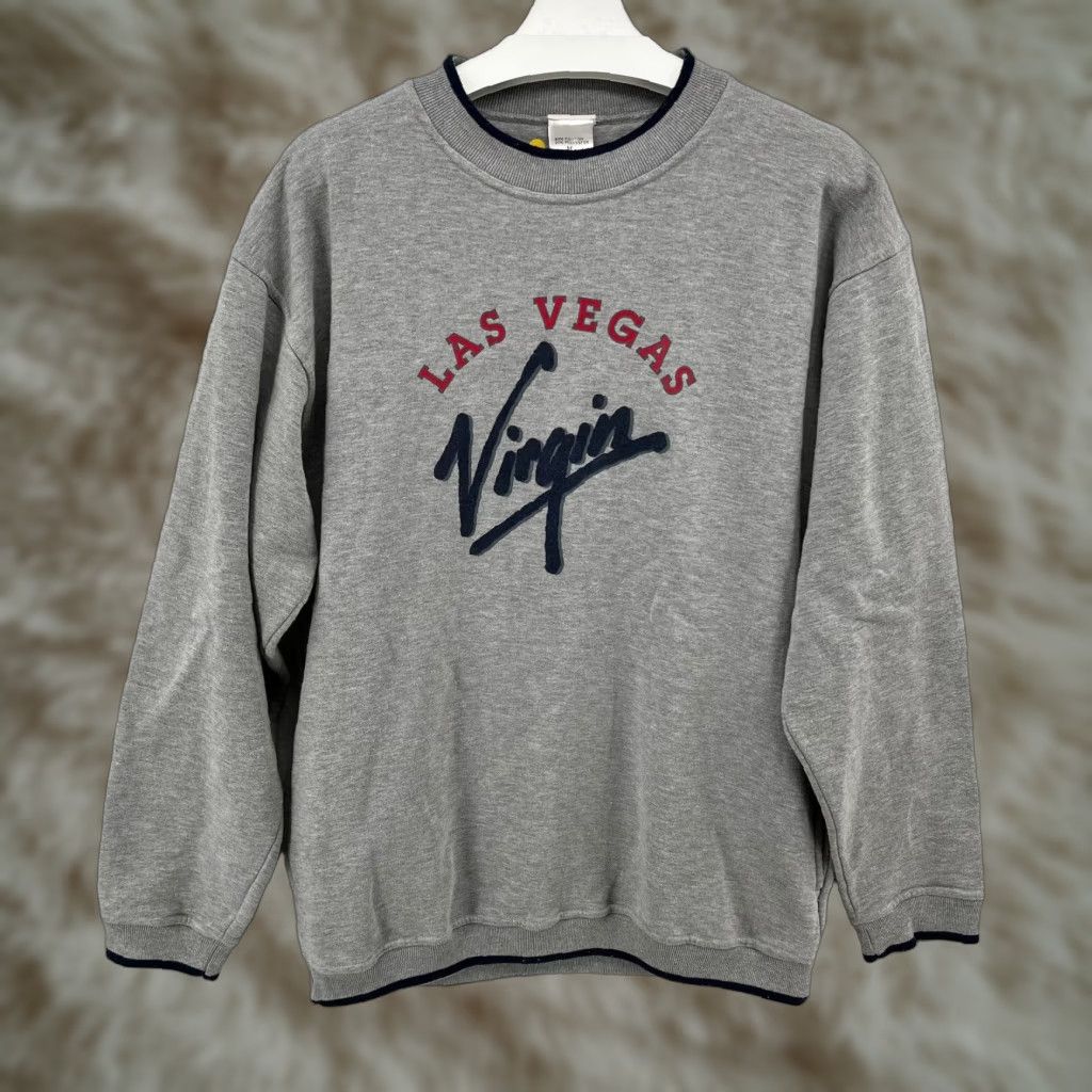 Vintage Virgin Records Megastore Las Vegas Grunge Cotton Graphic Sweatshirt M Mens Gray 90s T-Shirts, Hoodie | PodTeesHub.com
