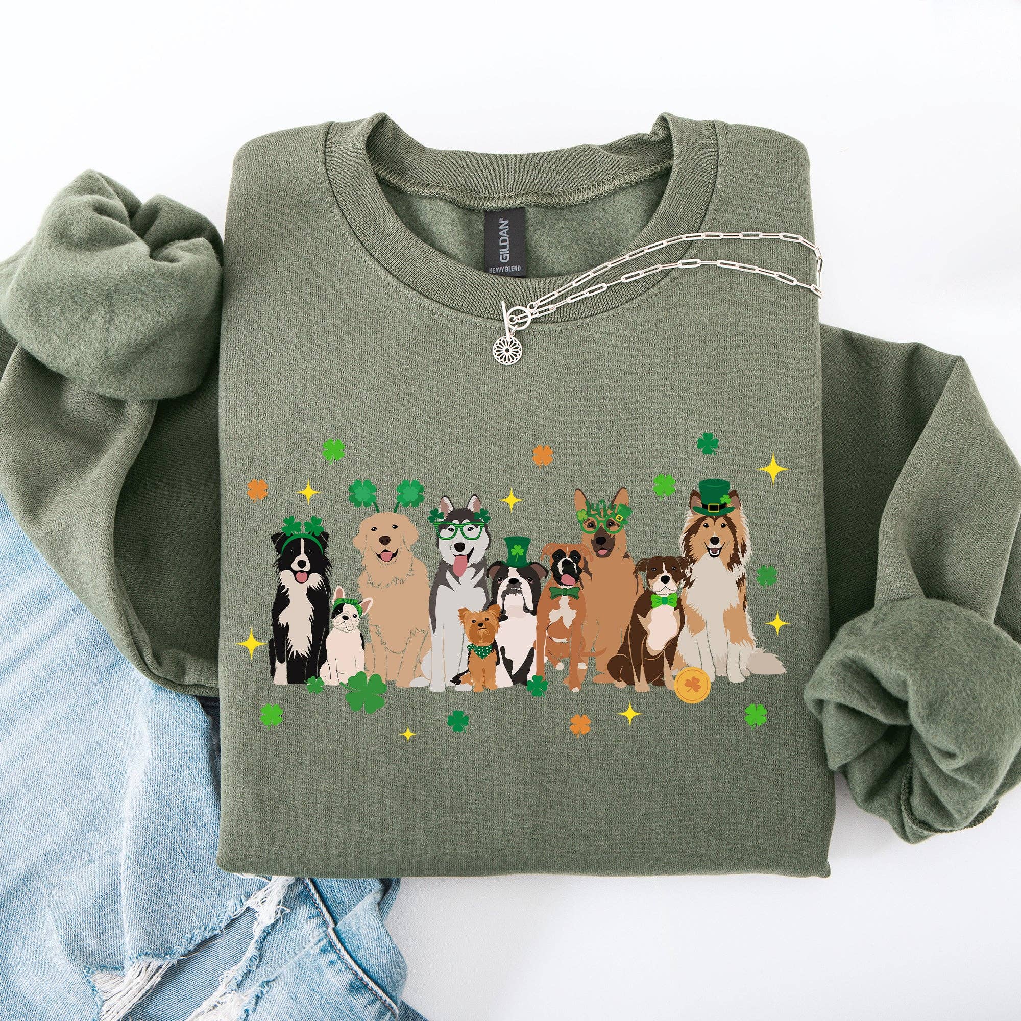 St Patrick's Dogs, Cute St Patrick's Day Shamrock Sweatshirt T-Shirts, Hoodie | PodTeesHub.com