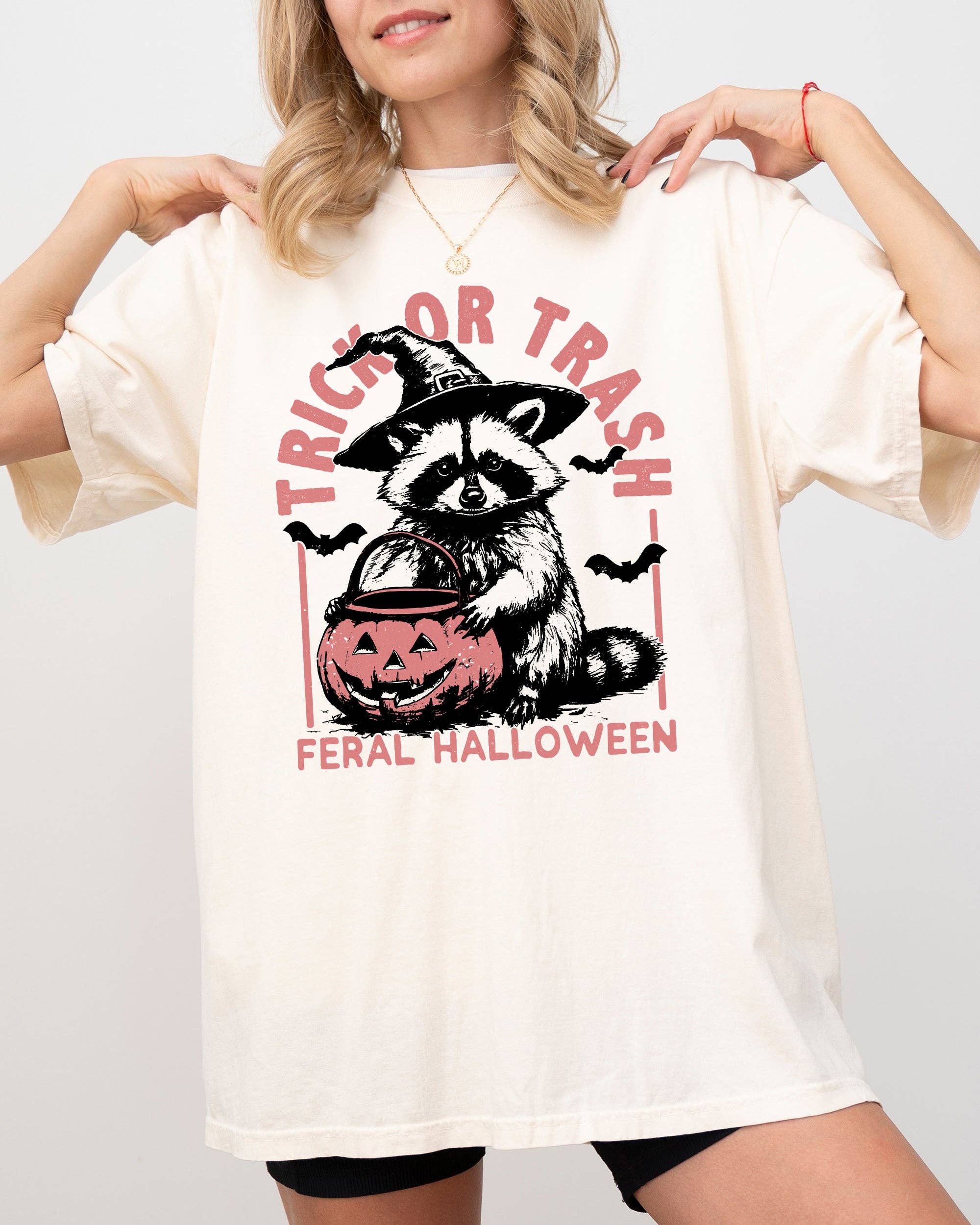 Trick or Trash, Feral Halloween, Raccoon Funny Costume Shirt Hoodie, Sweatshirt | PodTeesHub.com