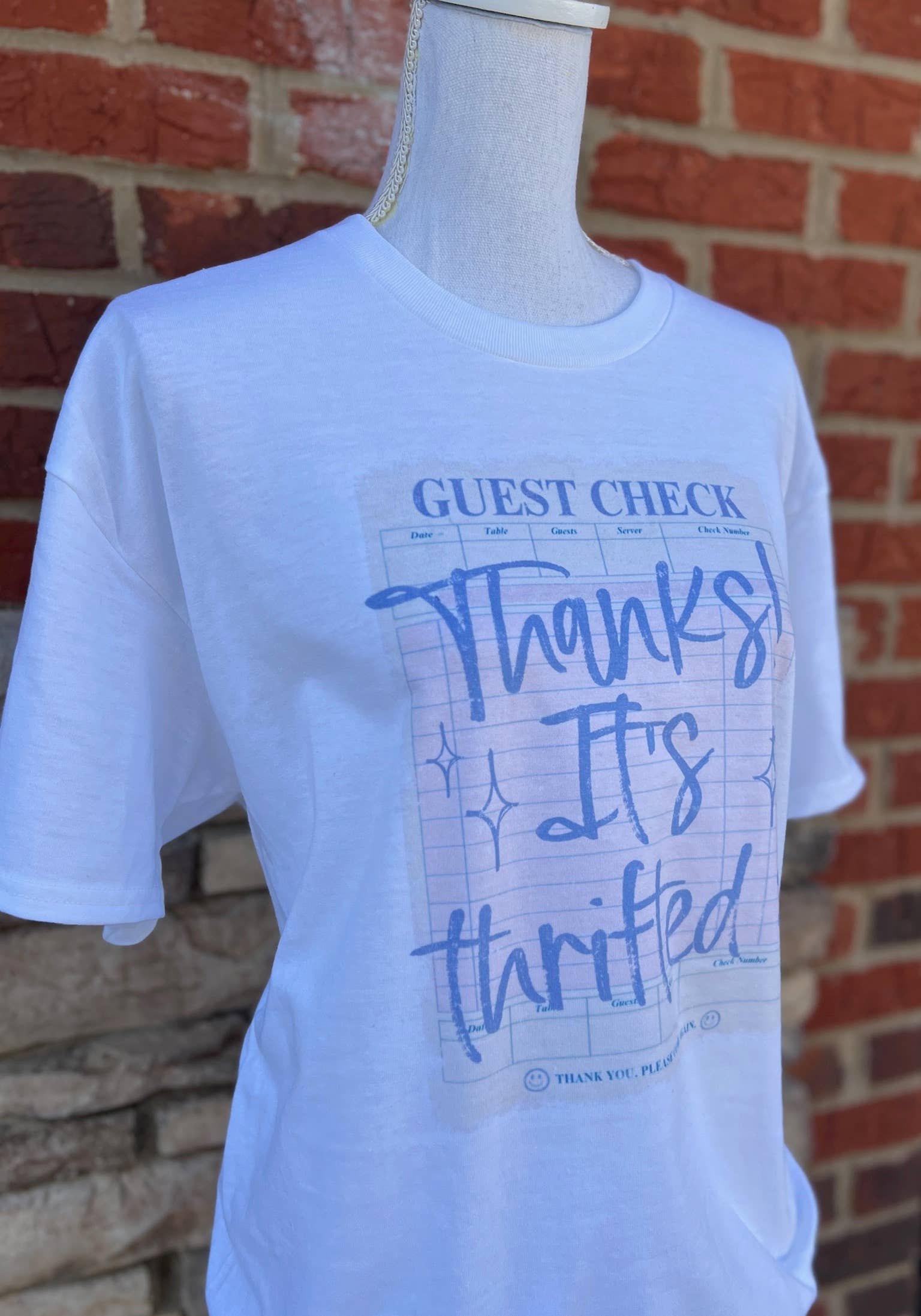 Thanks It's Thrifted On White Tee Hoodie, Sweatshirt | PodTeesHub.com