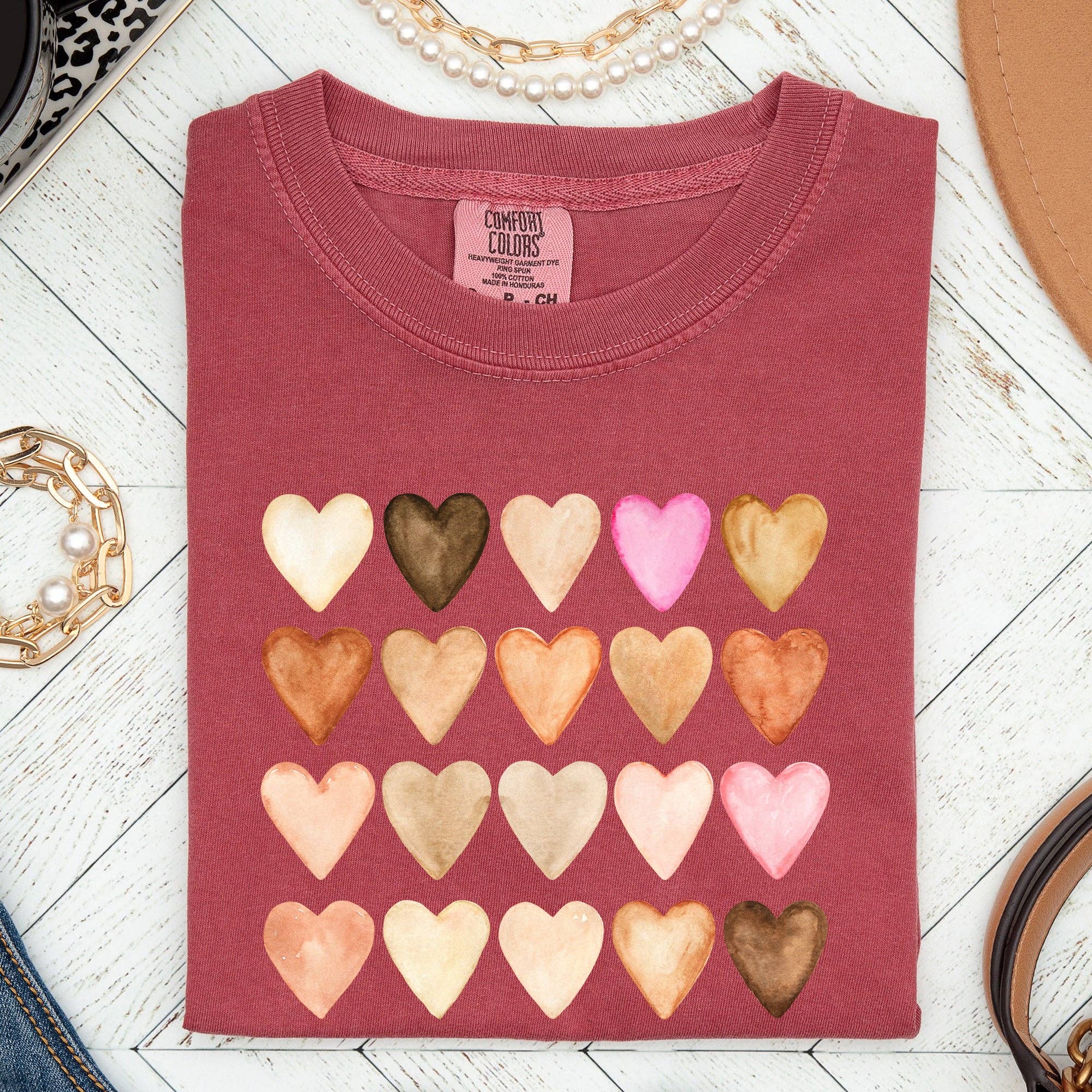 Skin Tone Hearts, Multicultural, Comfort Colors Tshirt, Valentine's Day Hoodie, Sweatshirt | PodTeesHub.com