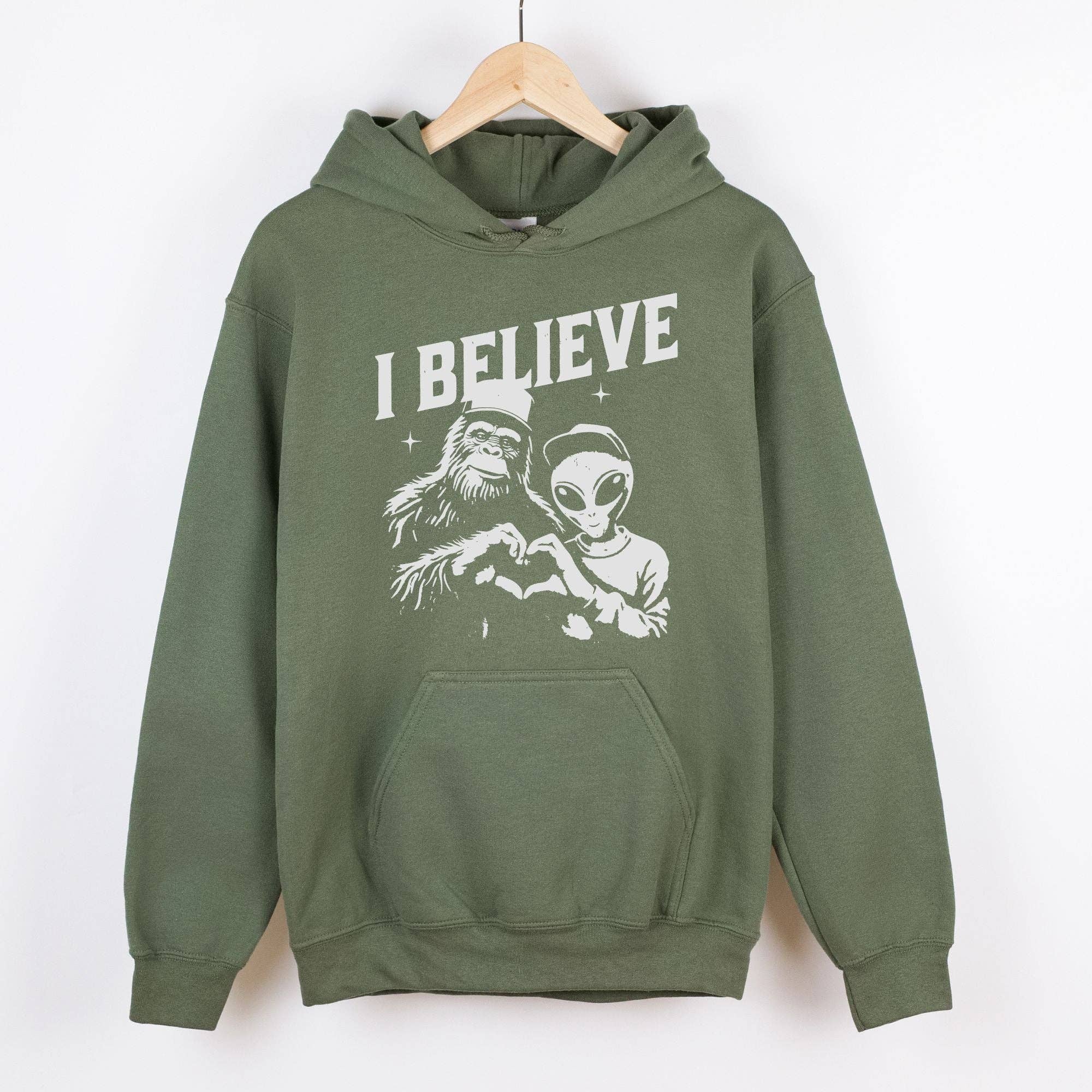 Believe Alien <3 Bigfoot Sweatshirt *Unisex Fit* T-Shirts, Hoodie | PodTeesHub.com