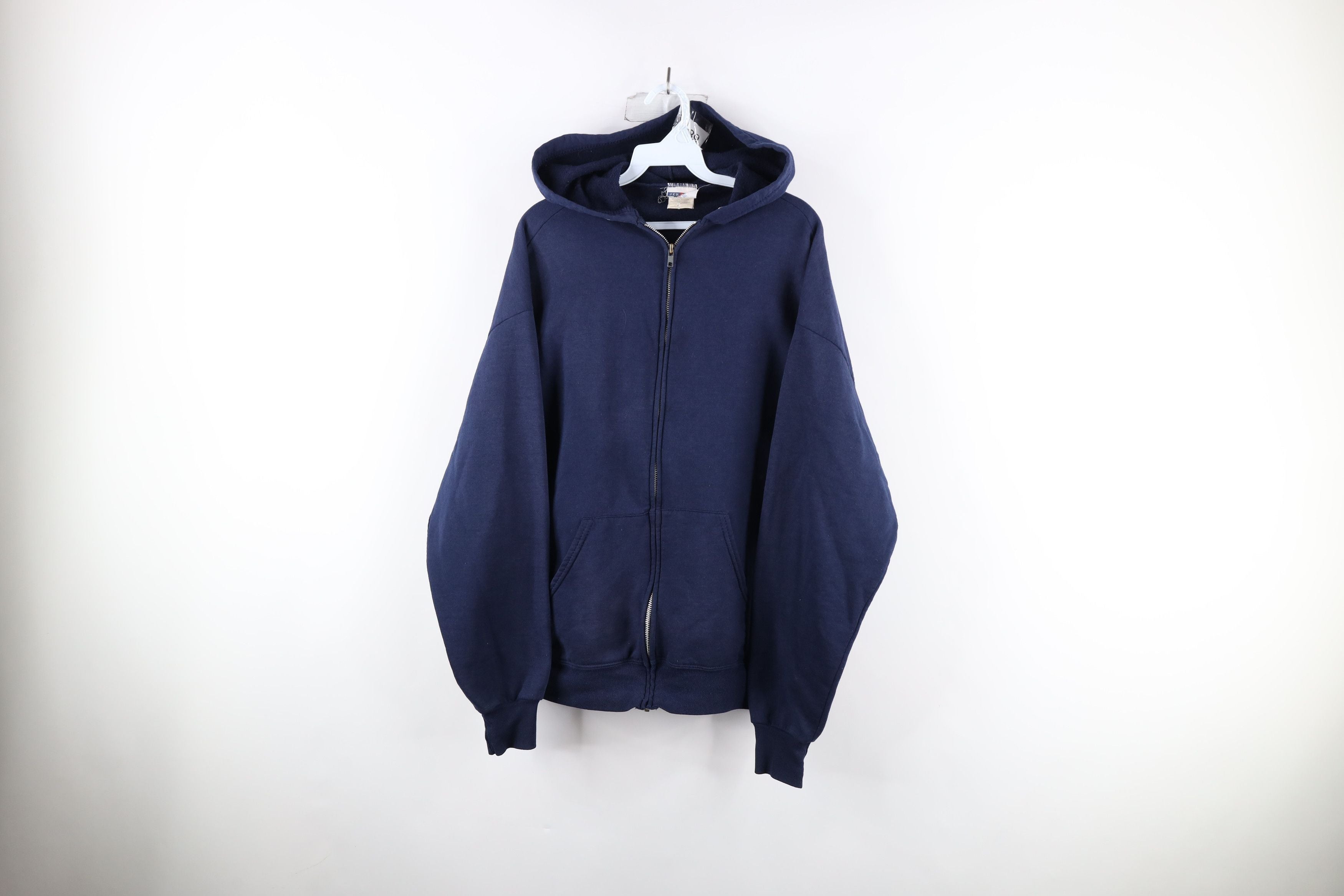 Vintage 90s Streetwear Full Zip Hoodie Sweatshirt Blue T-Shirts | PodTeesHub.com