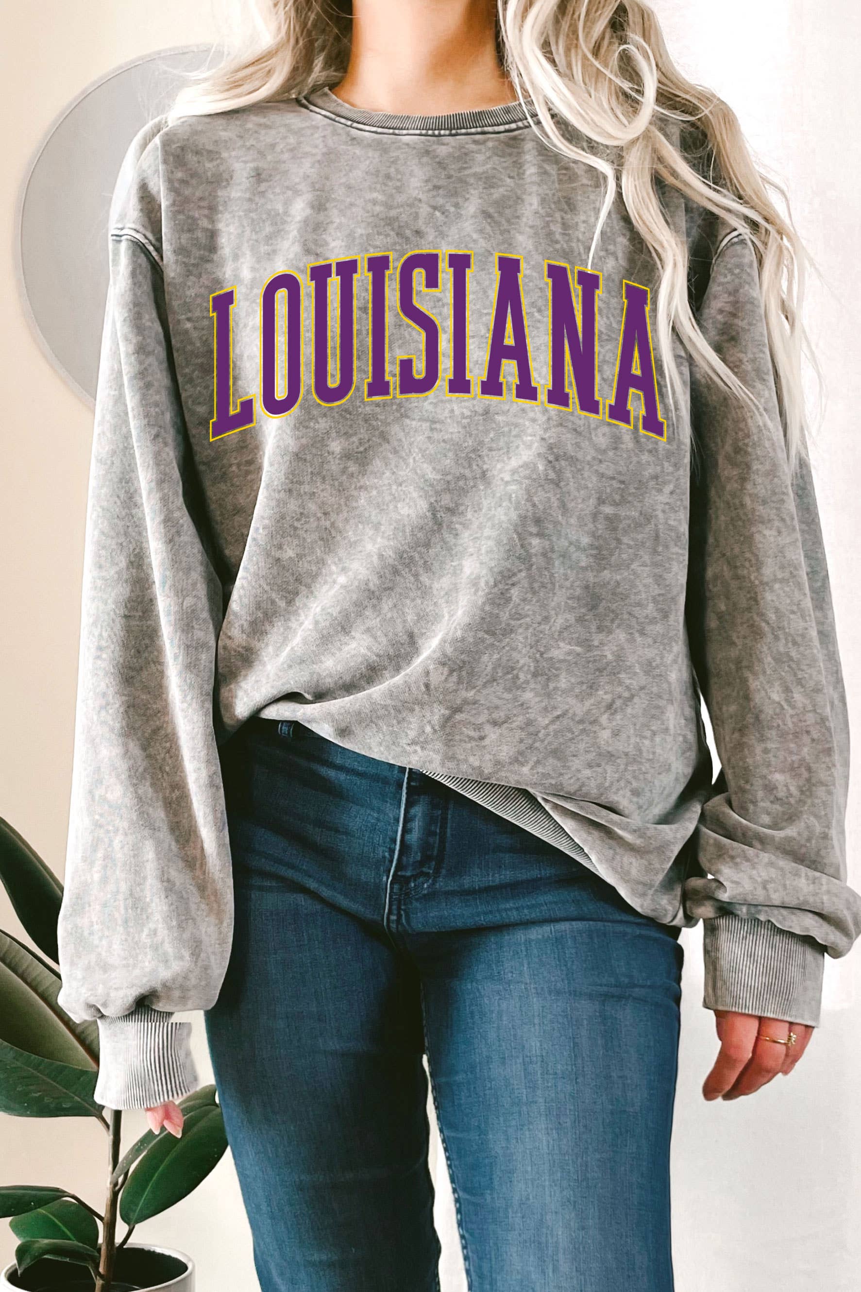 Louisiana Puff Print Mineral Graphix Terry Sweatshirt T-Shirts, Hoodie | PodTeesHub.com
