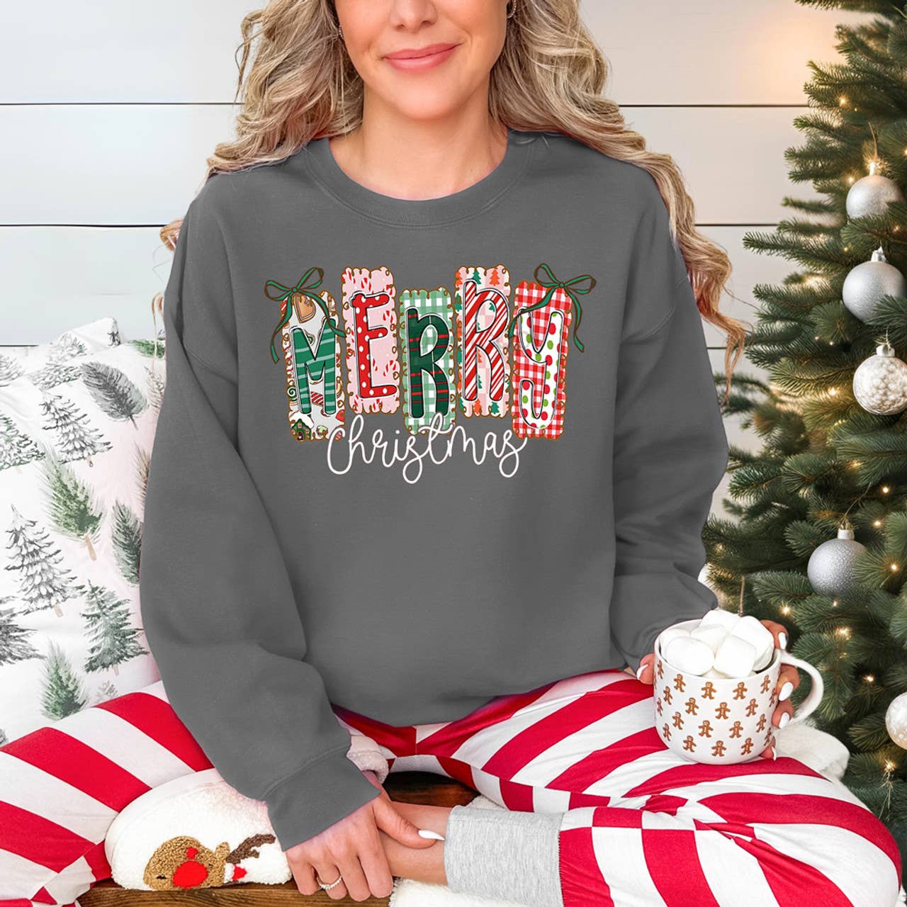 Merry Christmas Pattern Sweatshirt T-Shirts, Hoodie | PodTeesHub.com