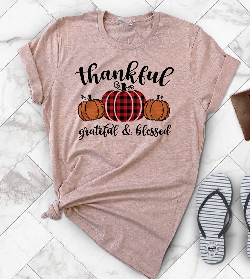 Thankful Grateful Blessed - Fall Thanksgiving T-Shirt Hoodie, Sweatshirt | PodTeesHub.com