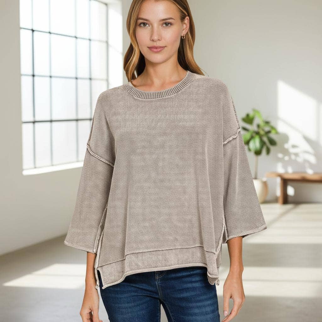 .....1118 Washed 3/4 Sleeve Boxy Sweater SI-28191 T-Shirts, Hoodie, Sweatshirt | PodTeesHub.com