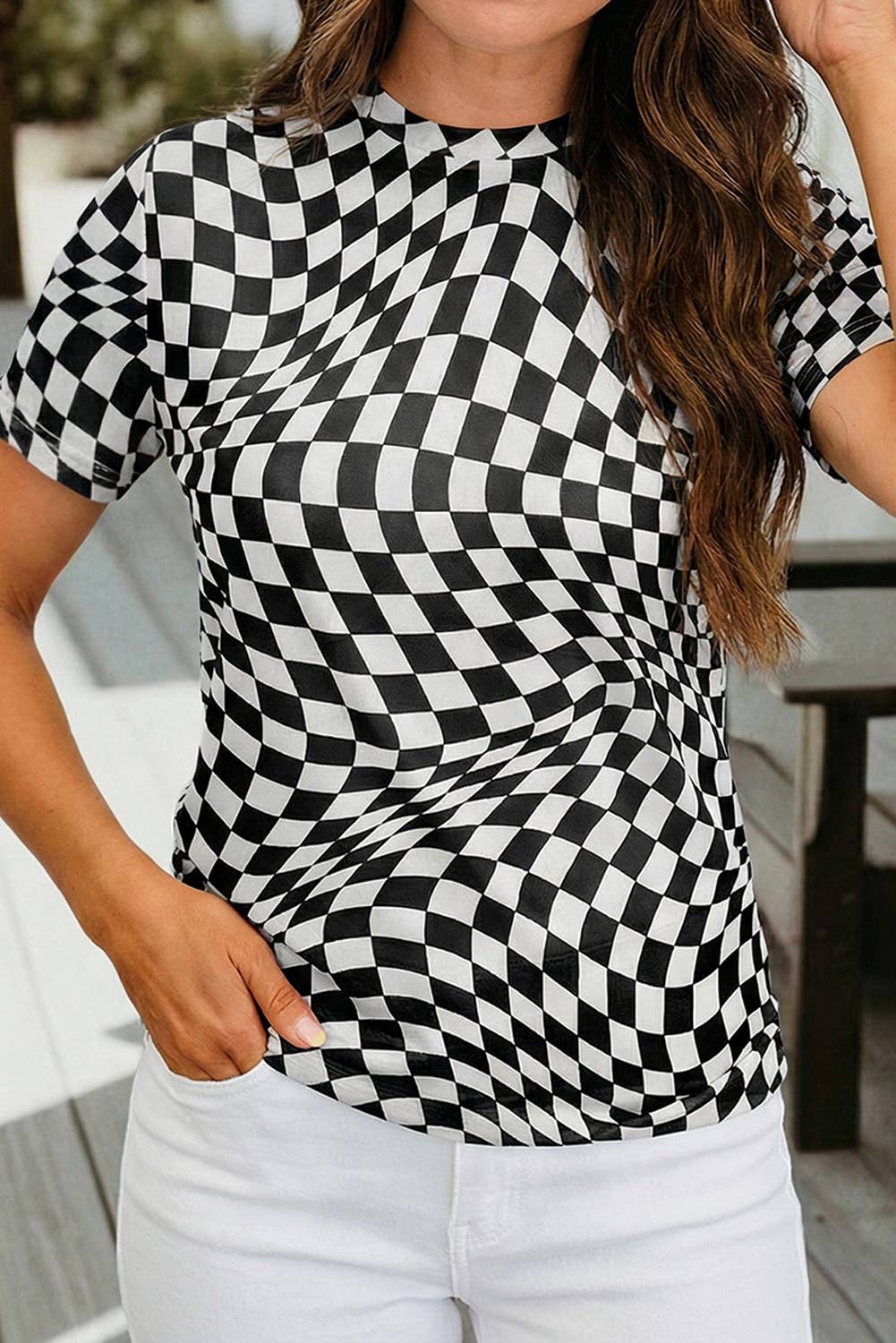 Checkered Print Mock Neck Mesh T Shirt (S-Xl) Hoodie, Sweatshirt | PodTeesHub.com