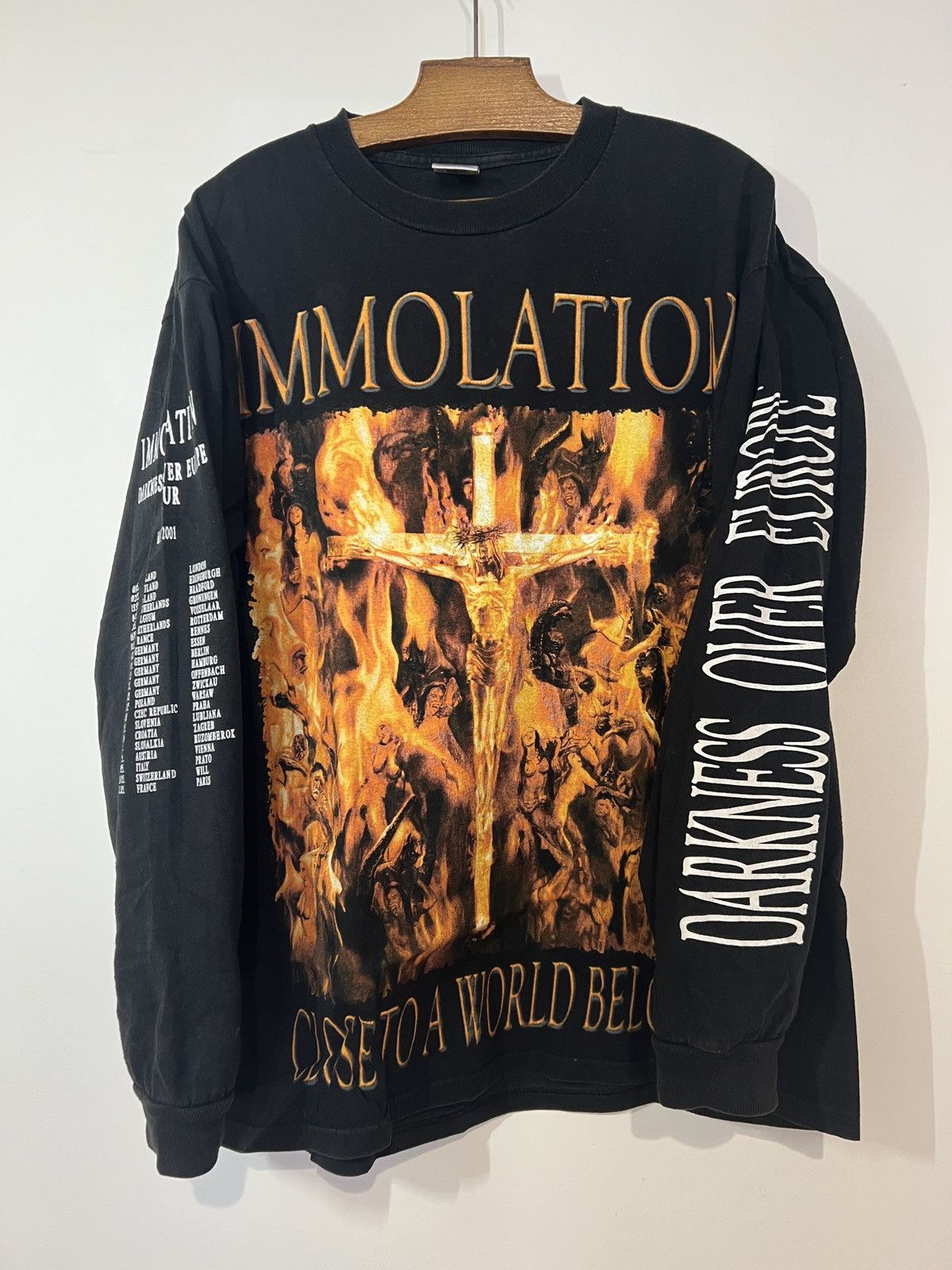 Band Tees Immolation Tour Shirt Ls Vintage Closed To A World Below 00 Hoodie, Sweatshirt | PodTeesHub.com