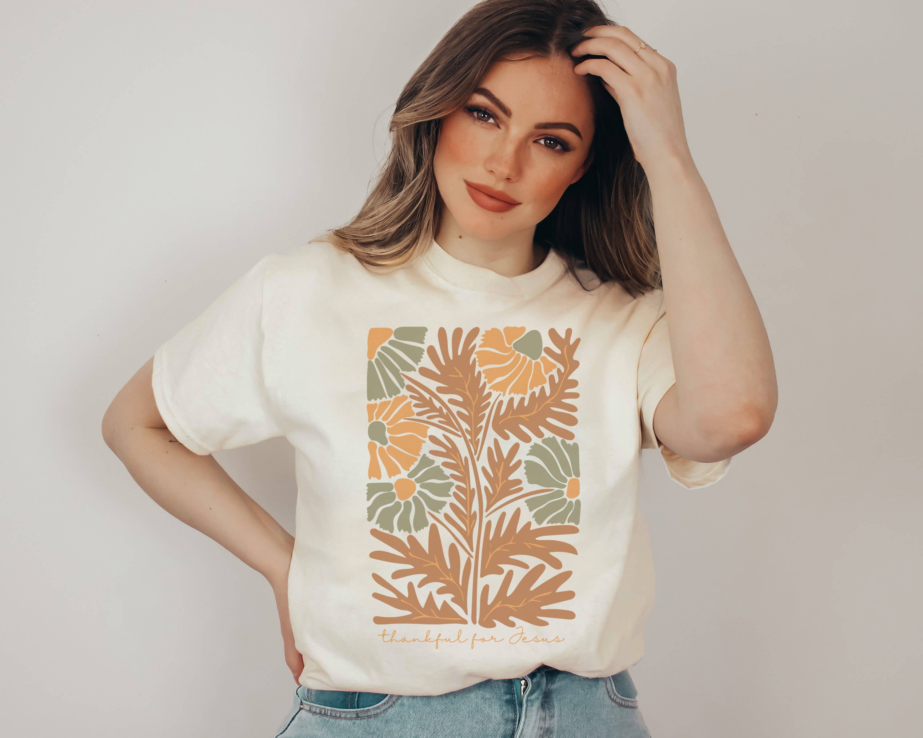 Thankful For Jesus Tee | Retro Fall Shirt Graphic Tee Hoodie, Sweatshirt | PodTeesHub.com